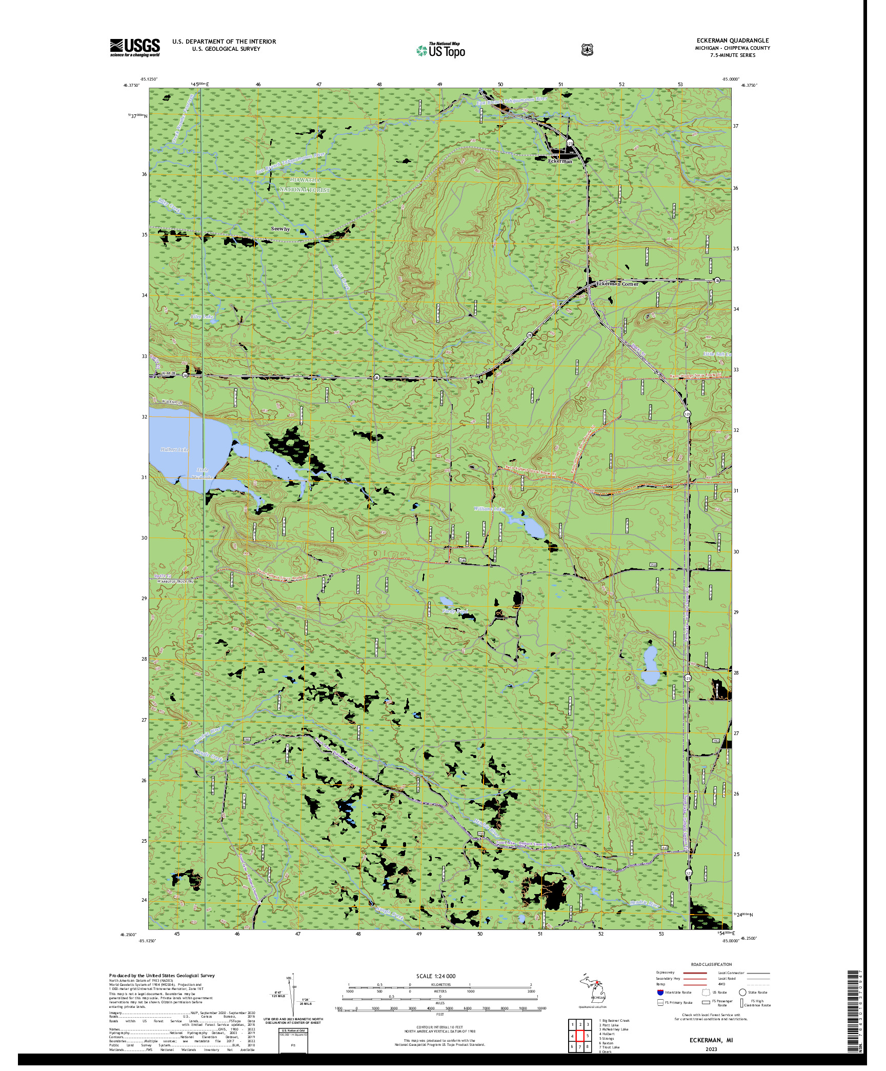 US TOPO 7.5-MINUTE MAP FOR ECKERMAN, MI