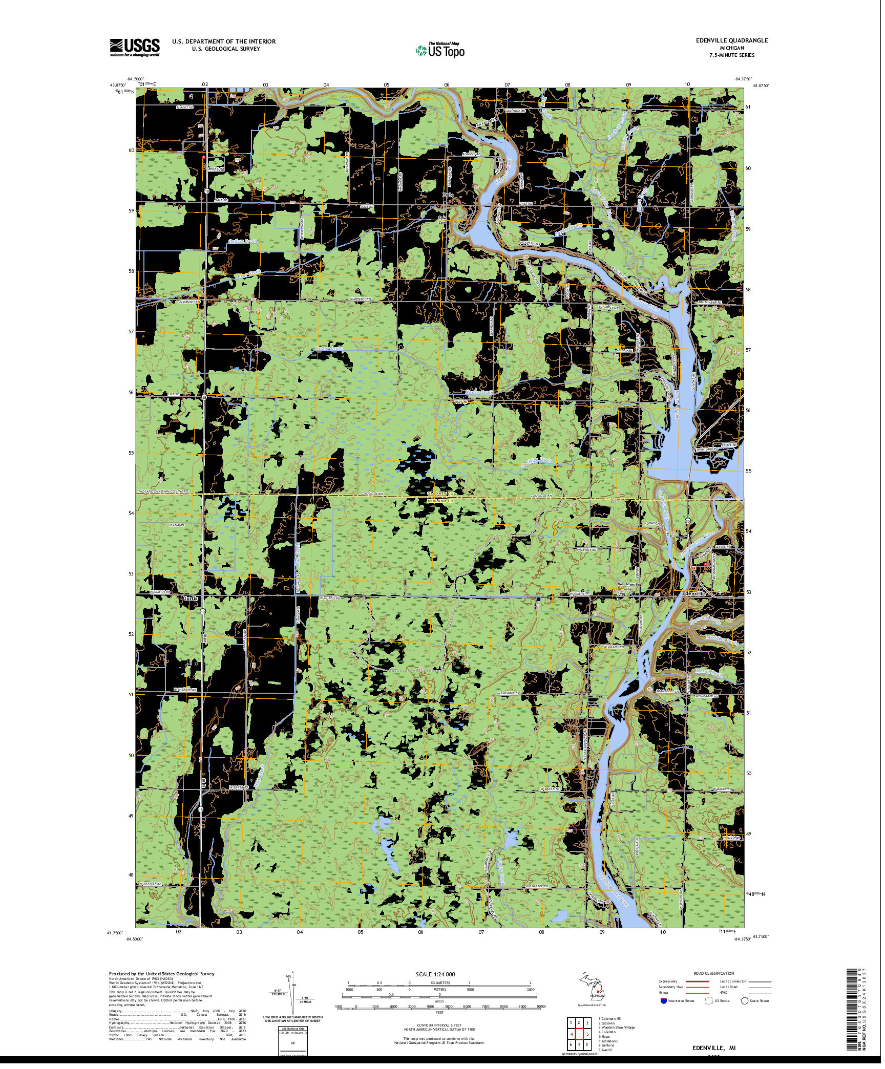 US TOPO 7.5-MINUTE MAP FOR EDENVILLE, MI