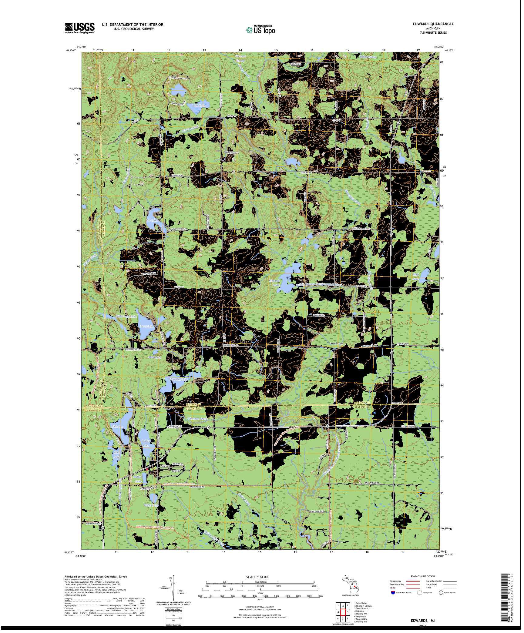 US TOPO 7.5-MINUTE MAP FOR EDWARDS, MI