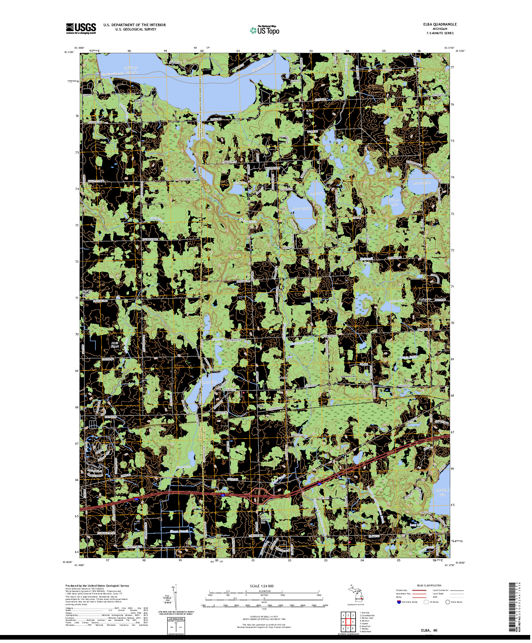 US TOPO 7.5-MINUTE MAP FOR ELBA, MI