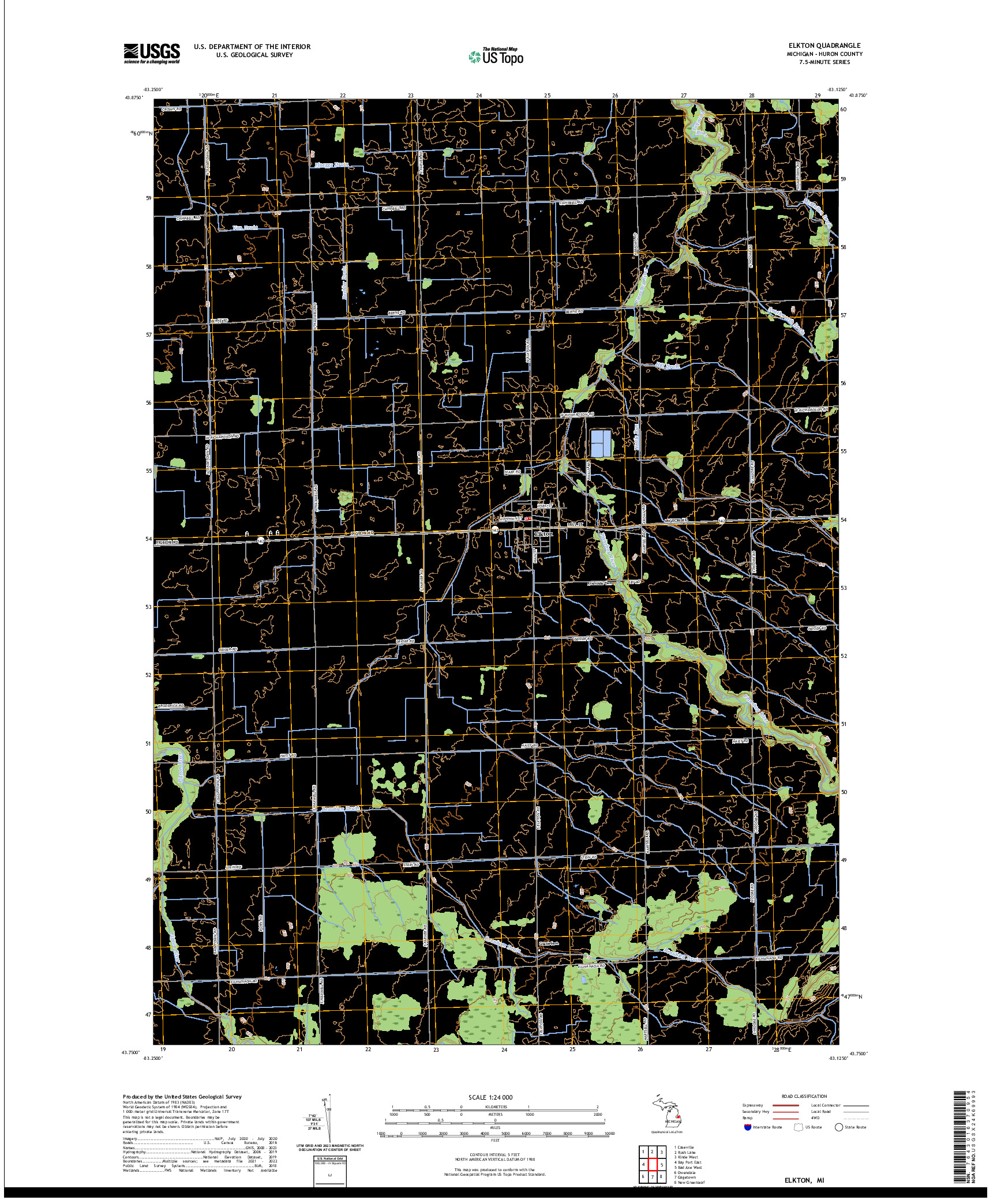 US TOPO 7.5-MINUTE MAP FOR ELKTON, MI