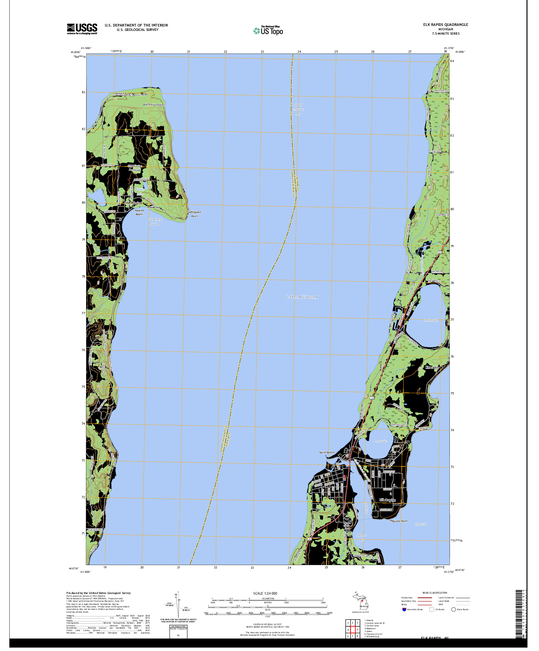 US TOPO 7.5-MINUTE MAP FOR ELK RAPIDS, MI