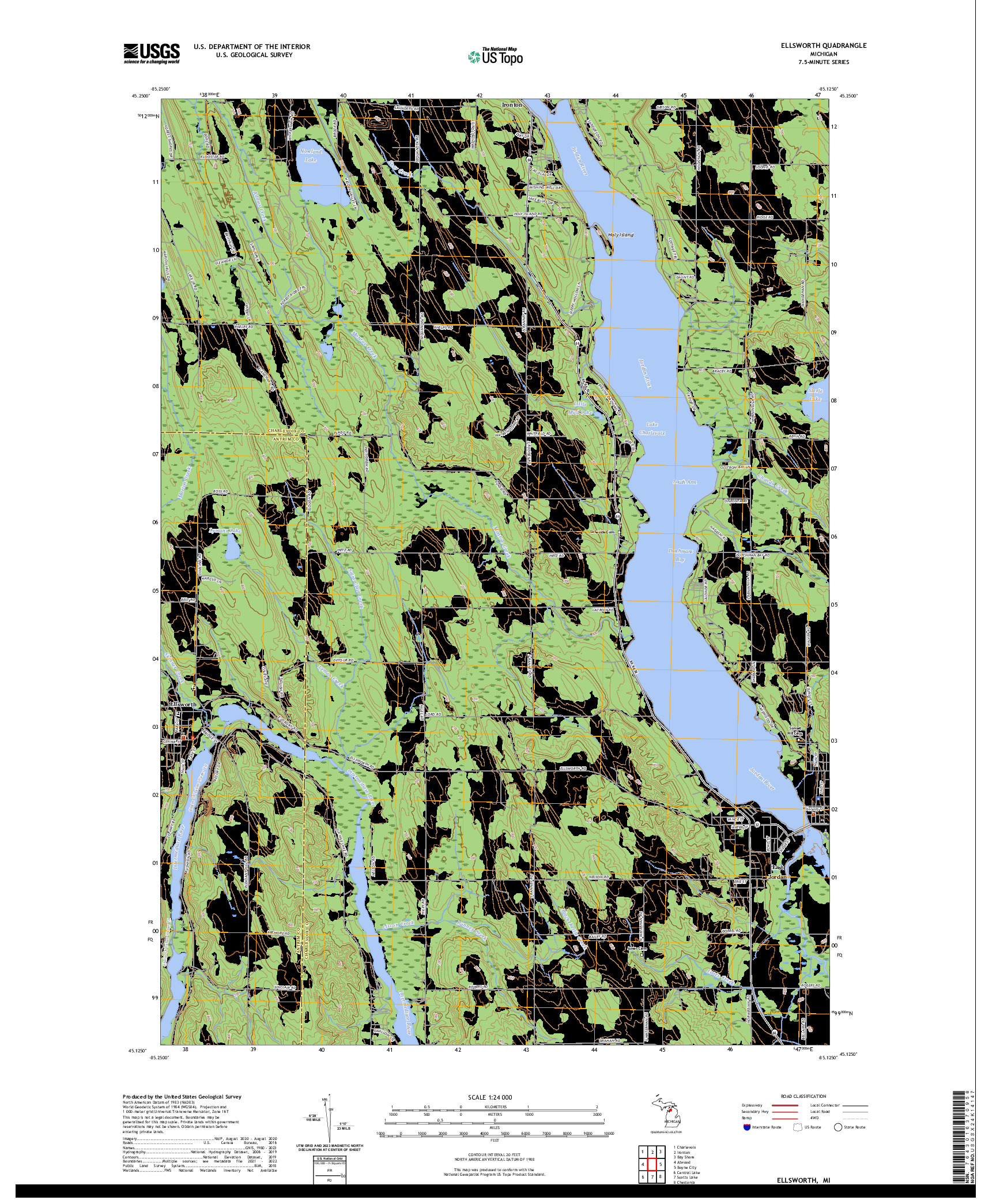 US TOPO 7.5-MINUTE MAP FOR ELLSWORTH, MI