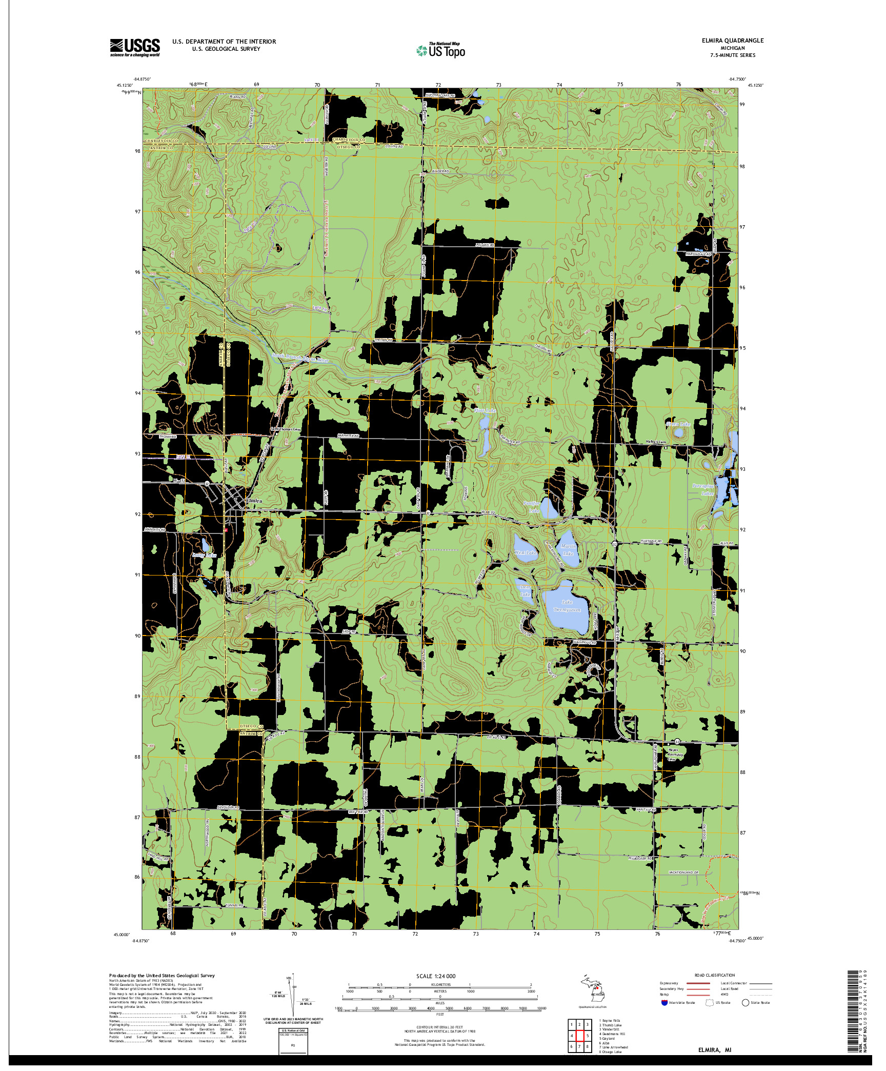 US TOPO 7.5-MINUTE MAP FOR ELMIRA, MI