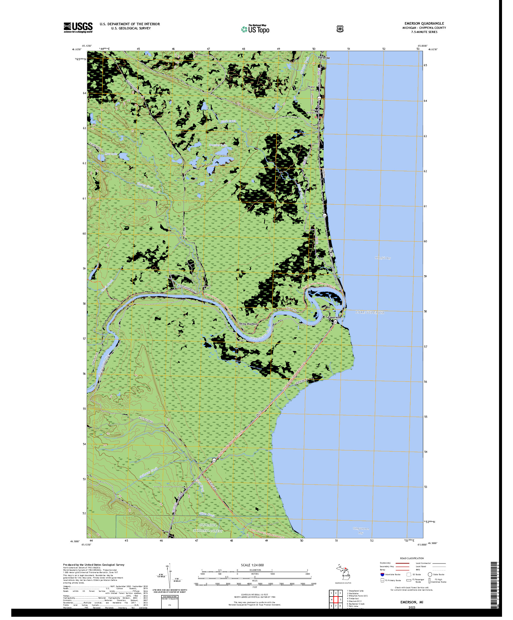 US TOPO 7.5-MINUTE MAP FOR EMERSON, MI