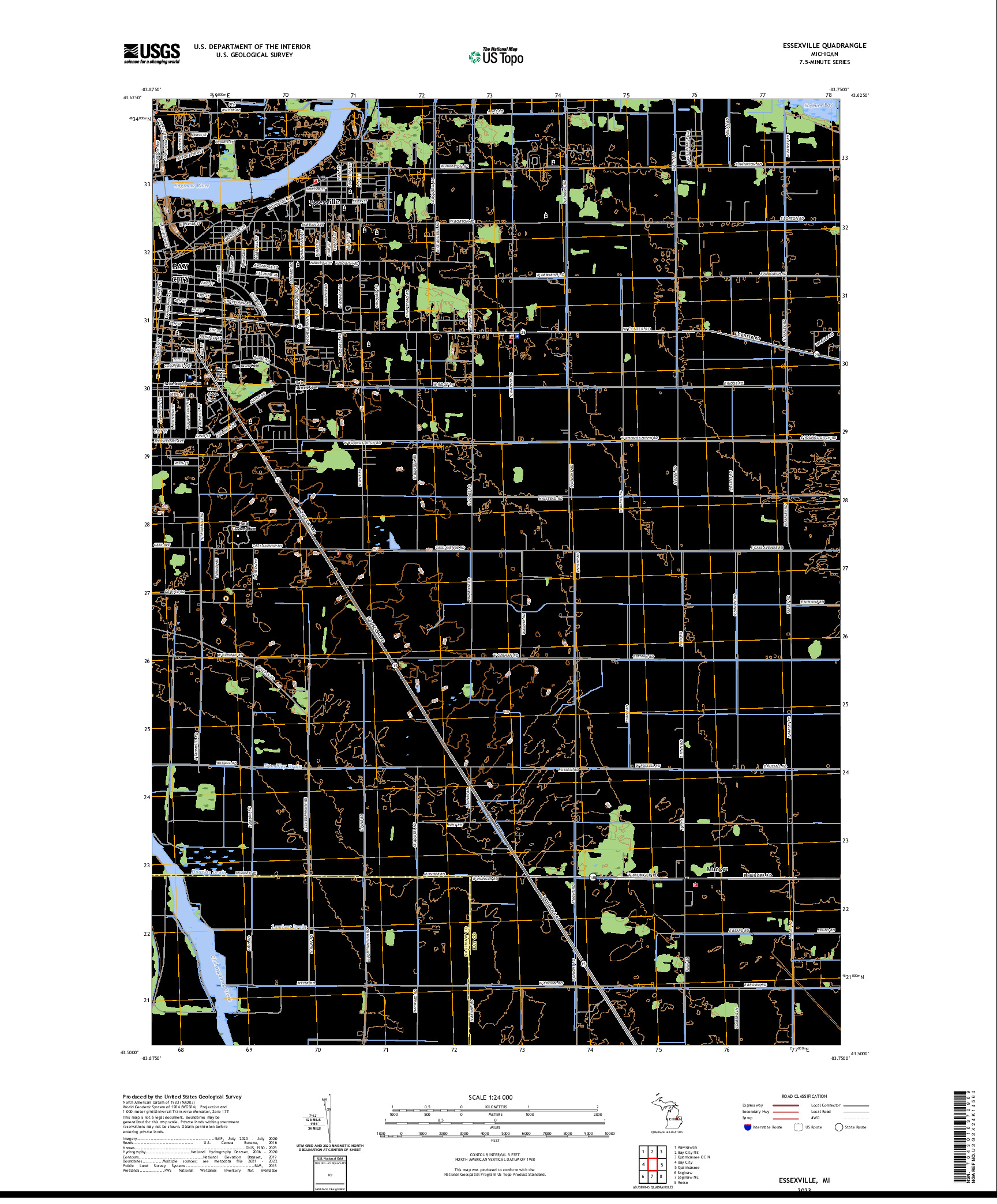 US TOPO 7.5-MINUTE MAP FOR ESSEXVILLE, MI