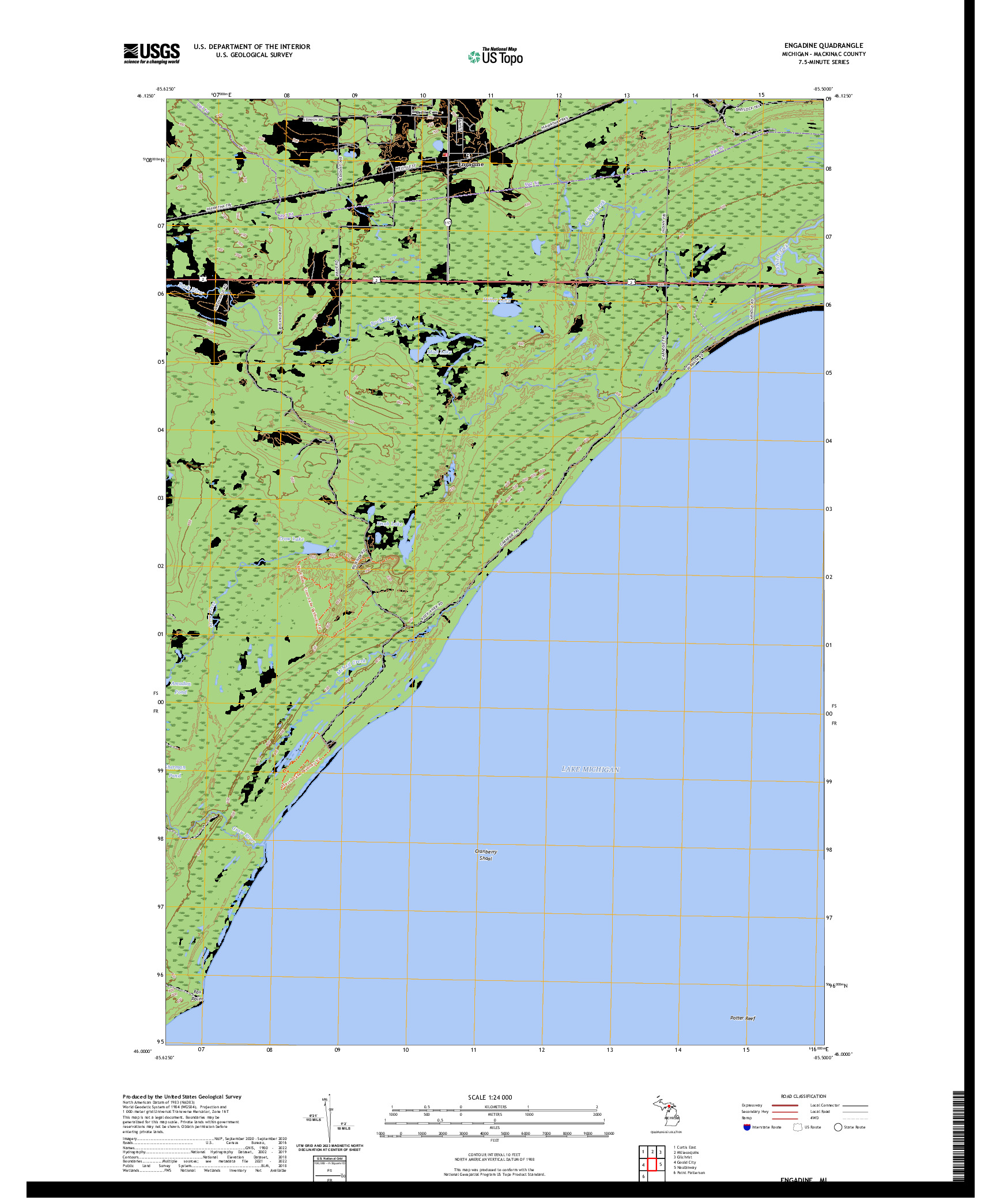 US TOPO 7.5-MINUTE MAP FOR ENGADINE, MI