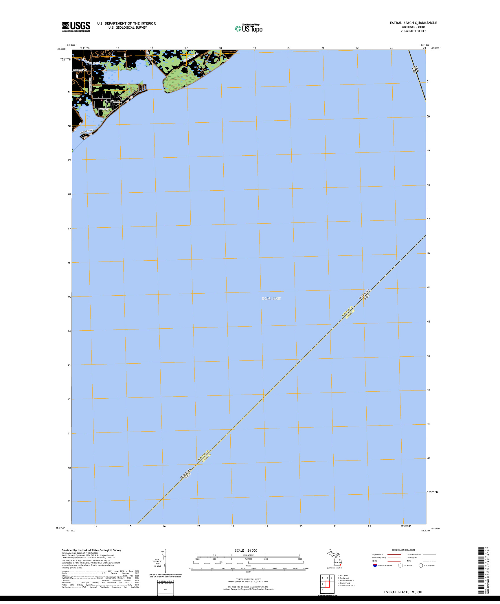 US TOPO 7.5-MINUTE MAP FOR ESTRAL BEACH, MI,OH