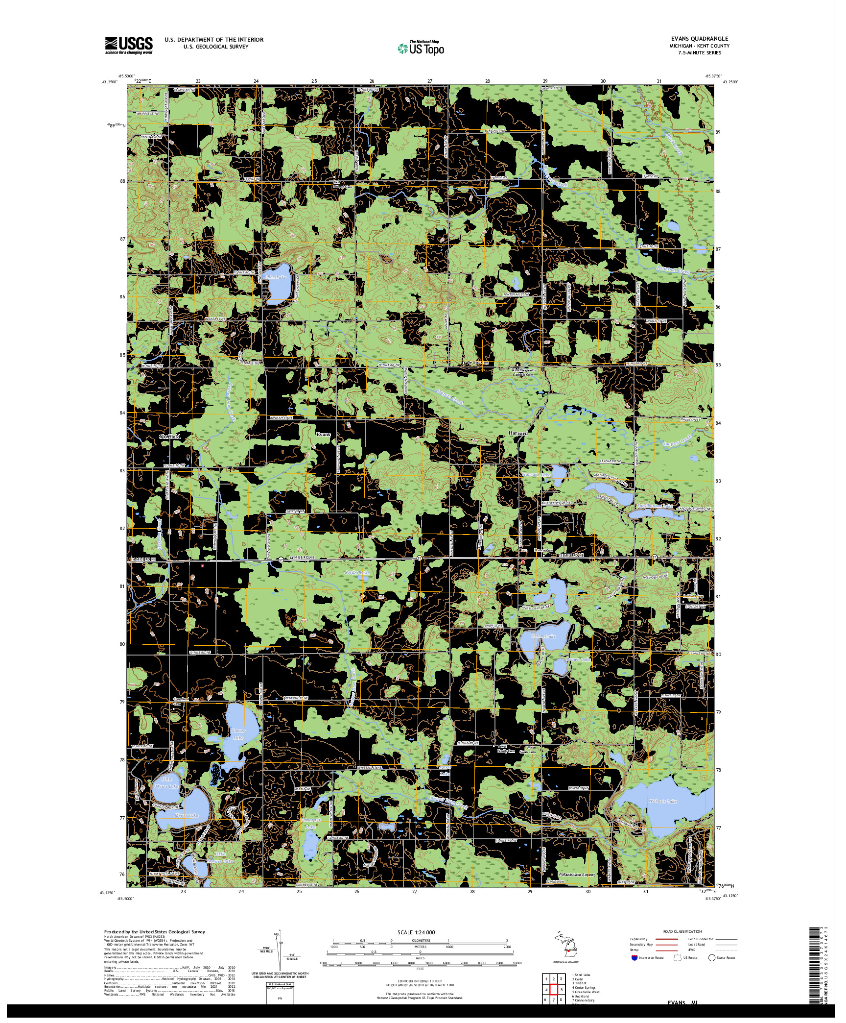 US TOPO 7.5-MINUTE MAP FOR EVANS, MI