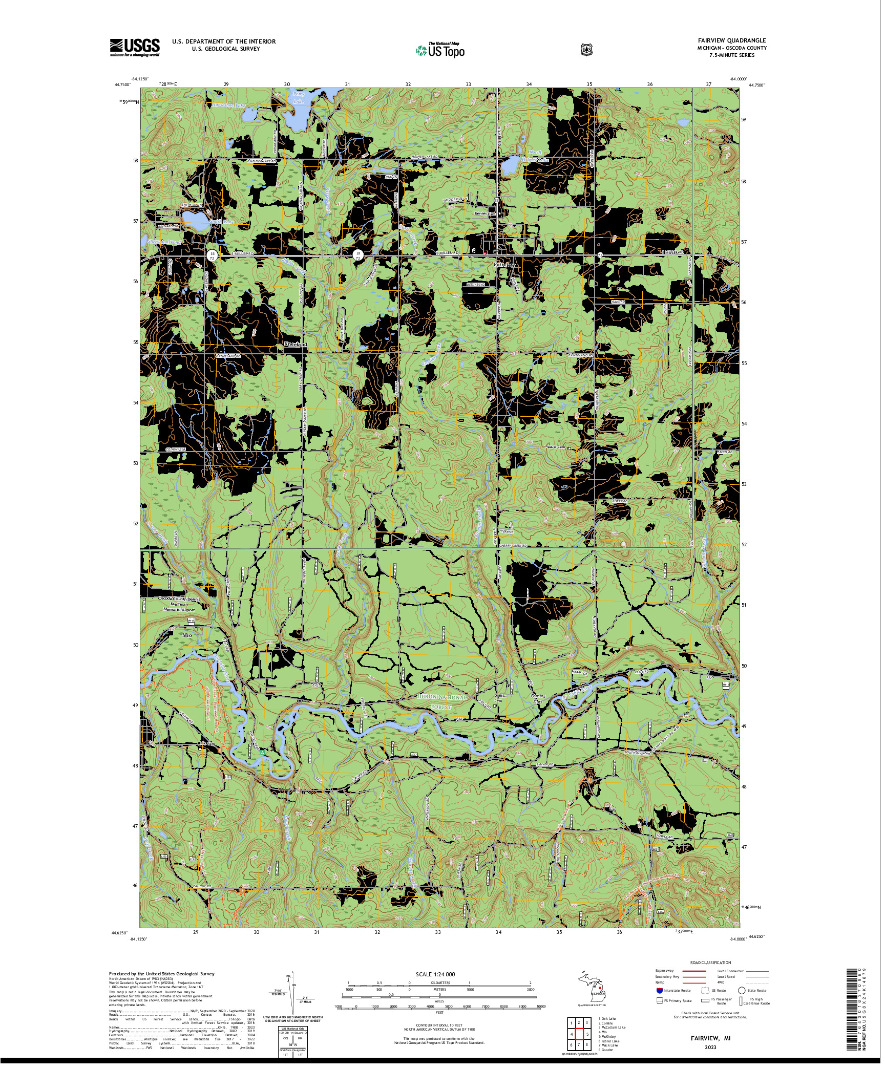 US TOPO 7.5-MINUTE MAP FOR FAIRVIEW, MI