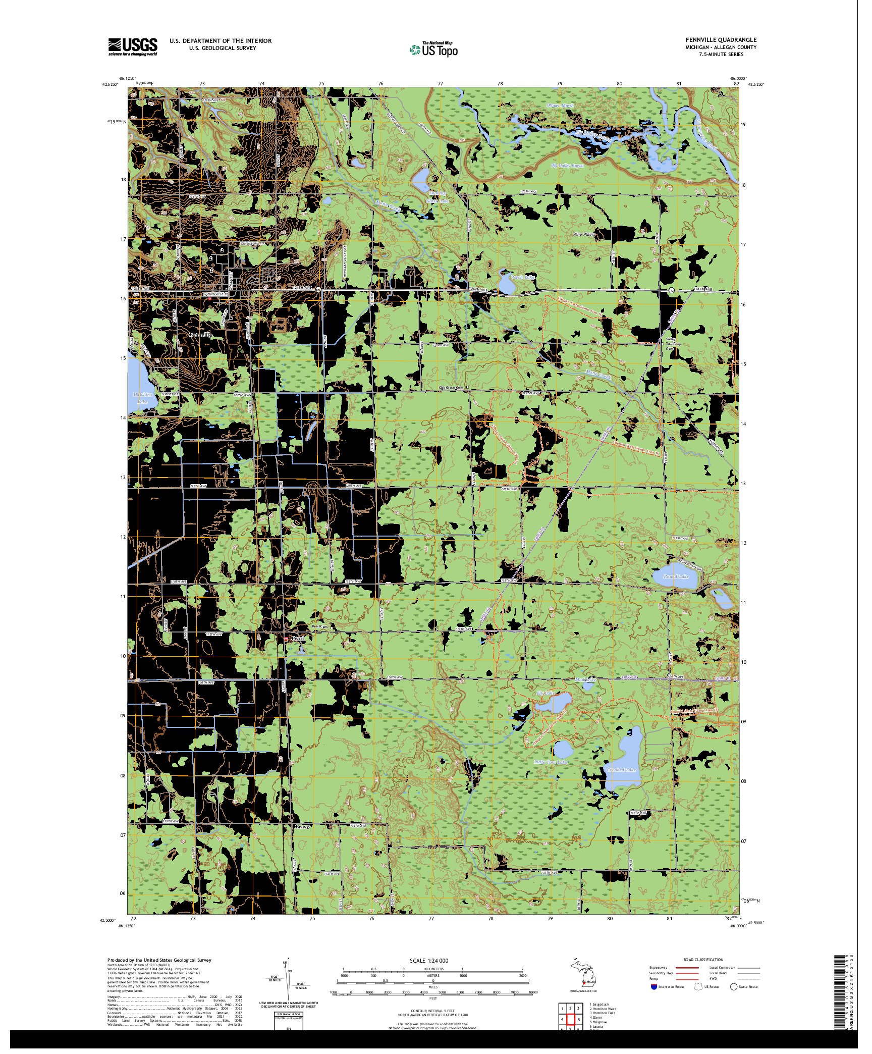 US TOPO 7.5-MINUTE MAP FOR FENNVILLE, MI