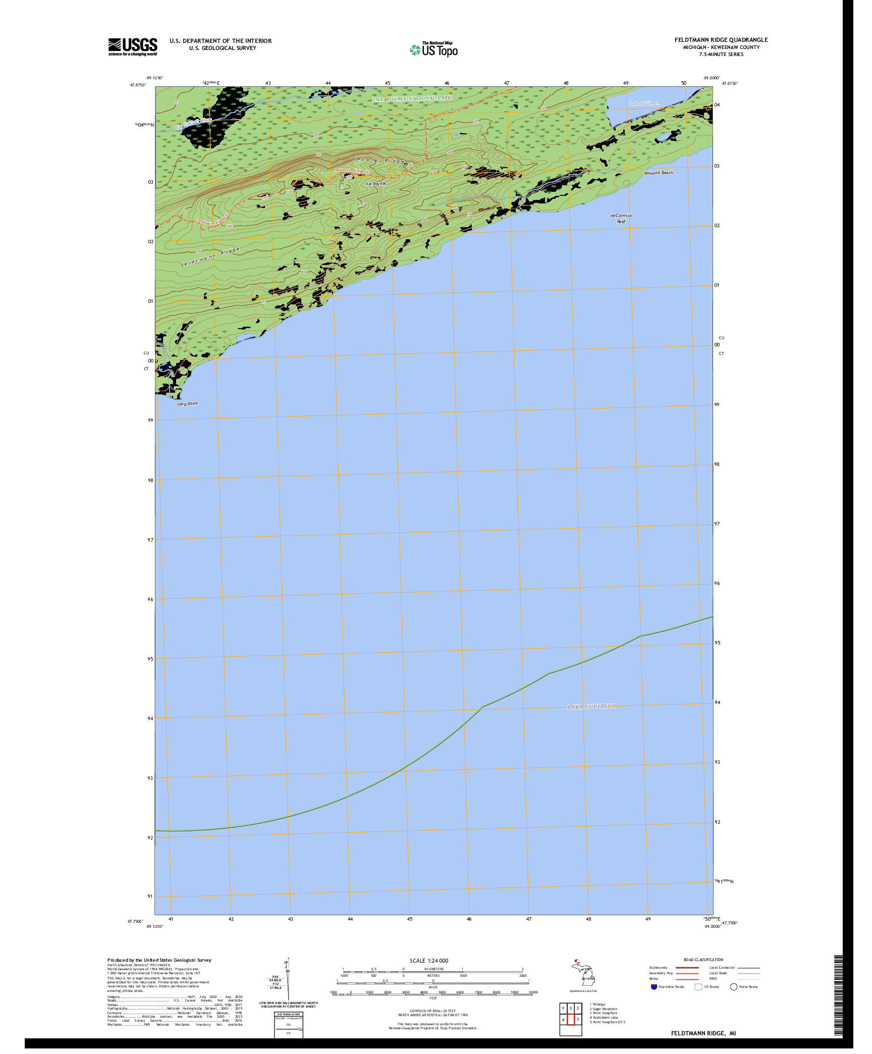 US TOPO 7.5-MINUTE MAP FOR FELDTMANN RIDGE, MI