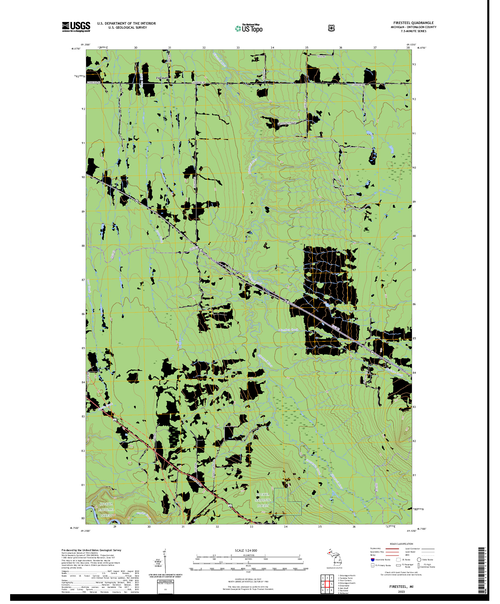 US TOPO 7.5-MINUTE MAP FOR FIRESTEEL, MI