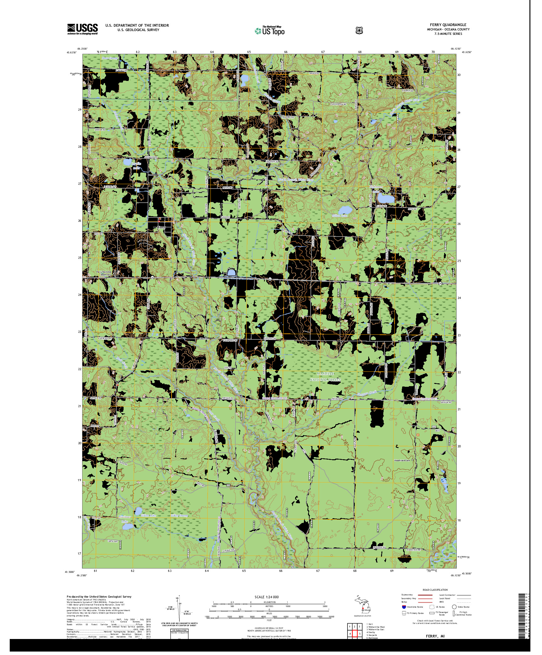 US TOPO 7.5-MINUTE MAP FOR FERRY, MI