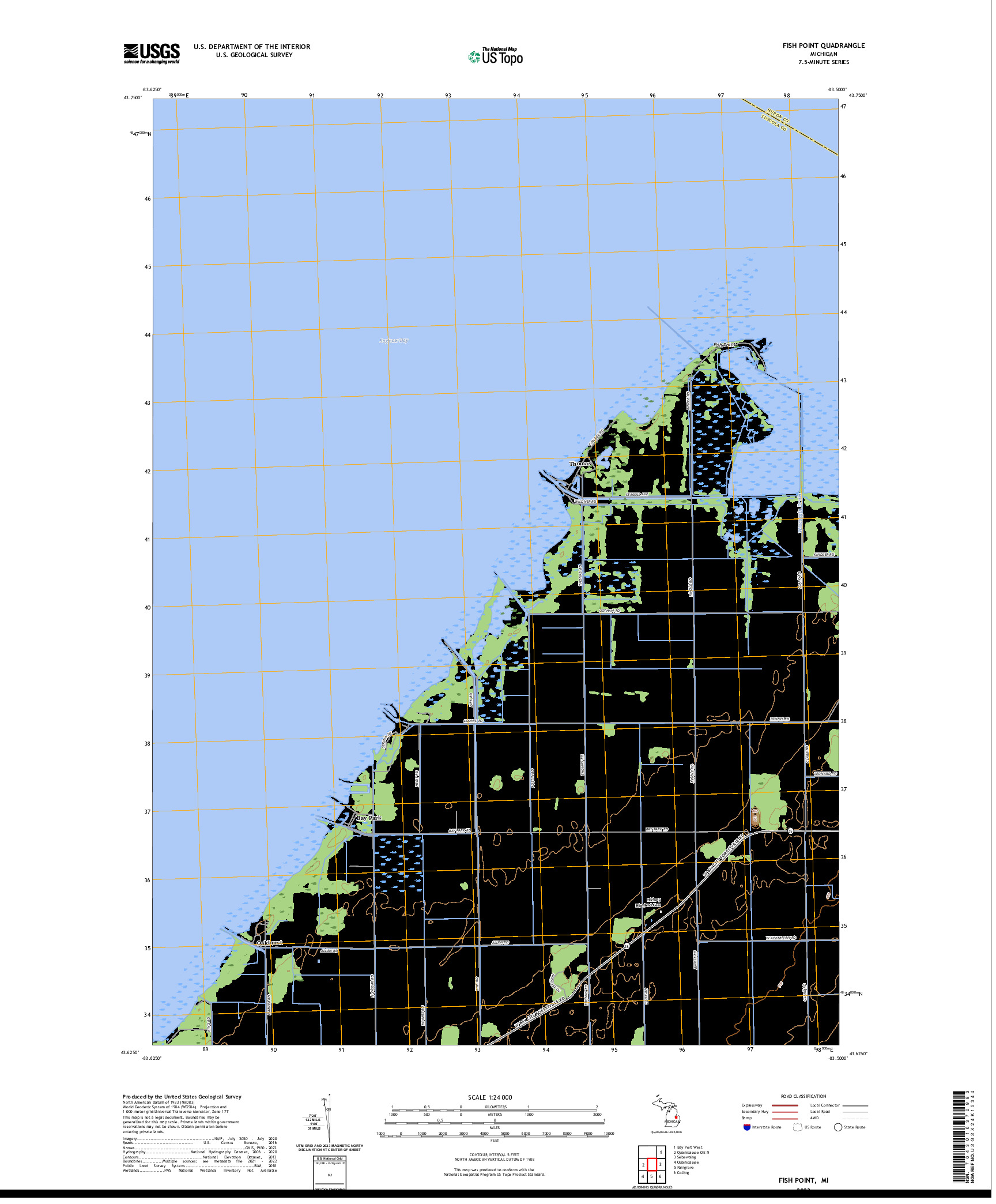 US TOPO 7.5-MINUTE MAP FOR FISH POINT, MI