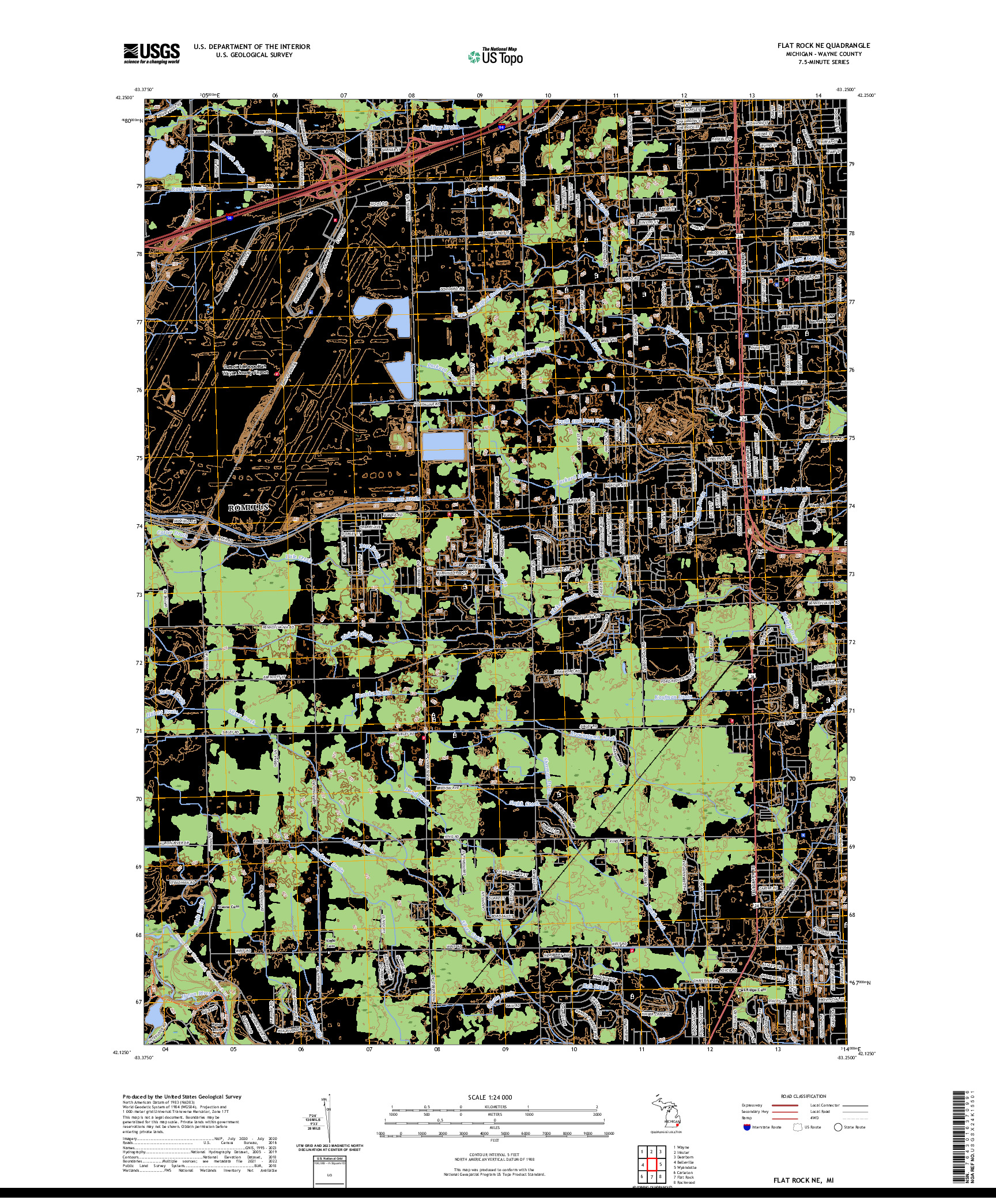 US TOPO 7.5-MINUTE MAP FOR FLAT ROCK NE, MI