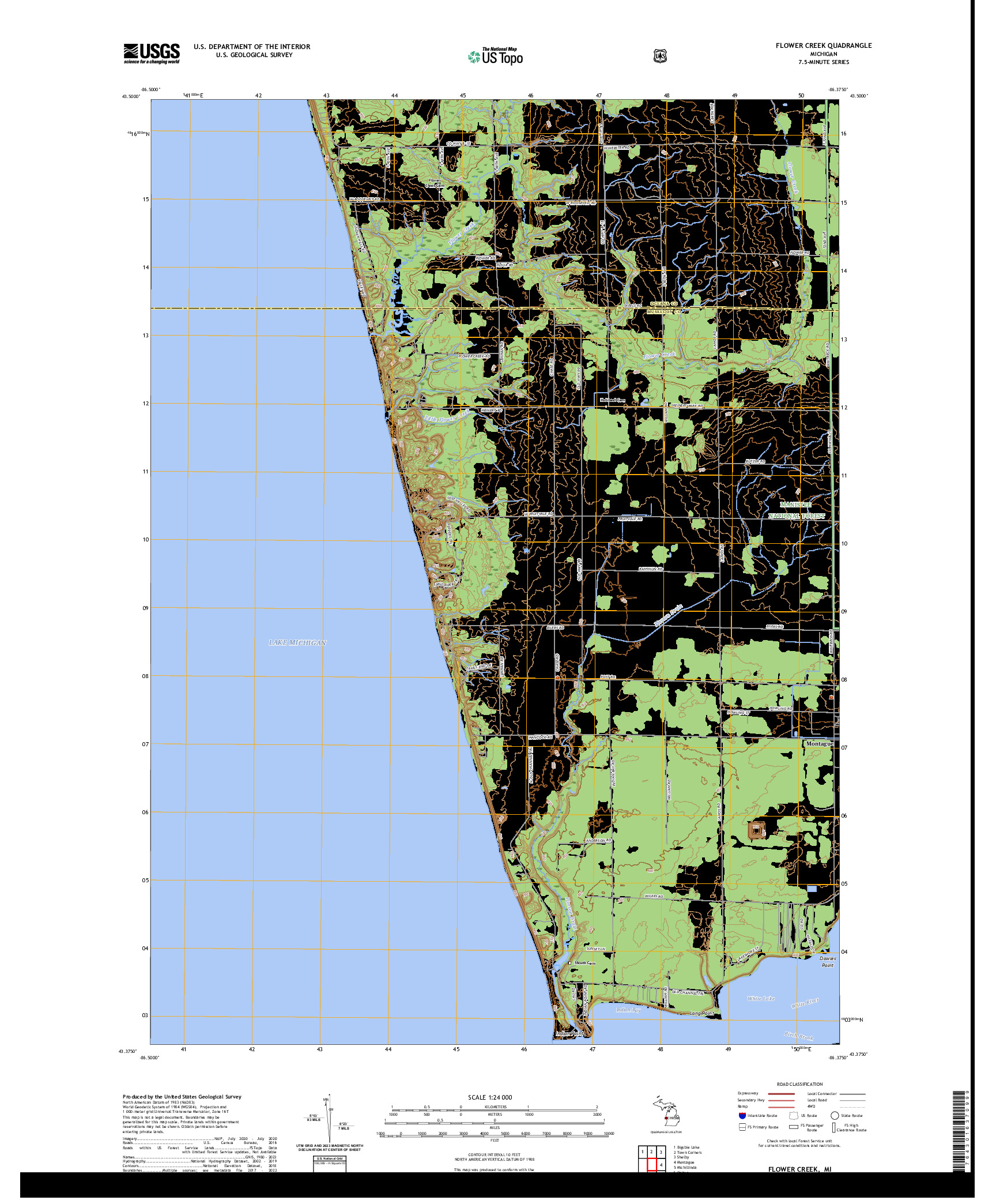 US TOPO 7.5-MINUTE MAP FOR FLOWER CREEK, MI