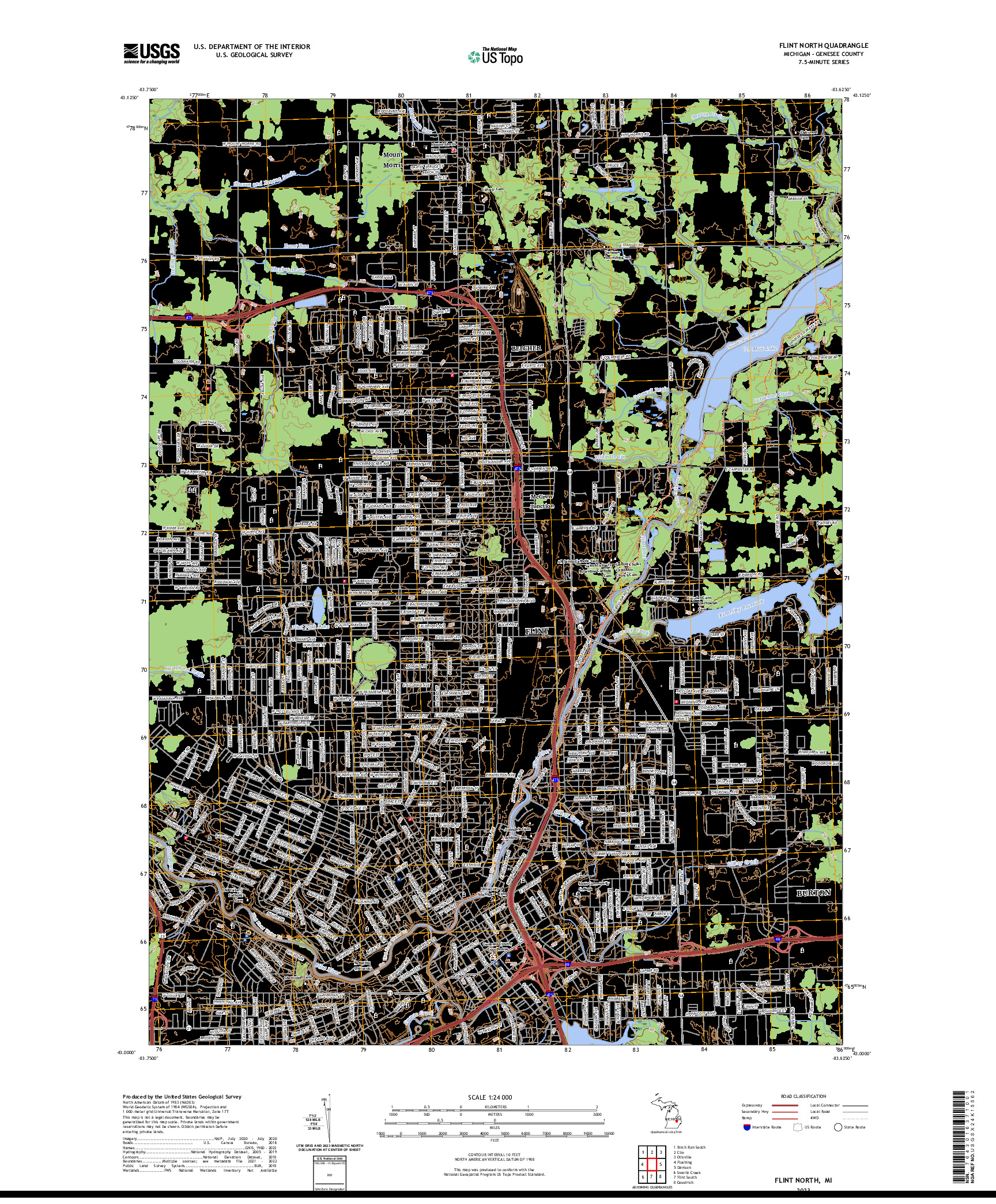 US TOPO 7.5-MINUTE MAP FOR FLINT NORTH, MI