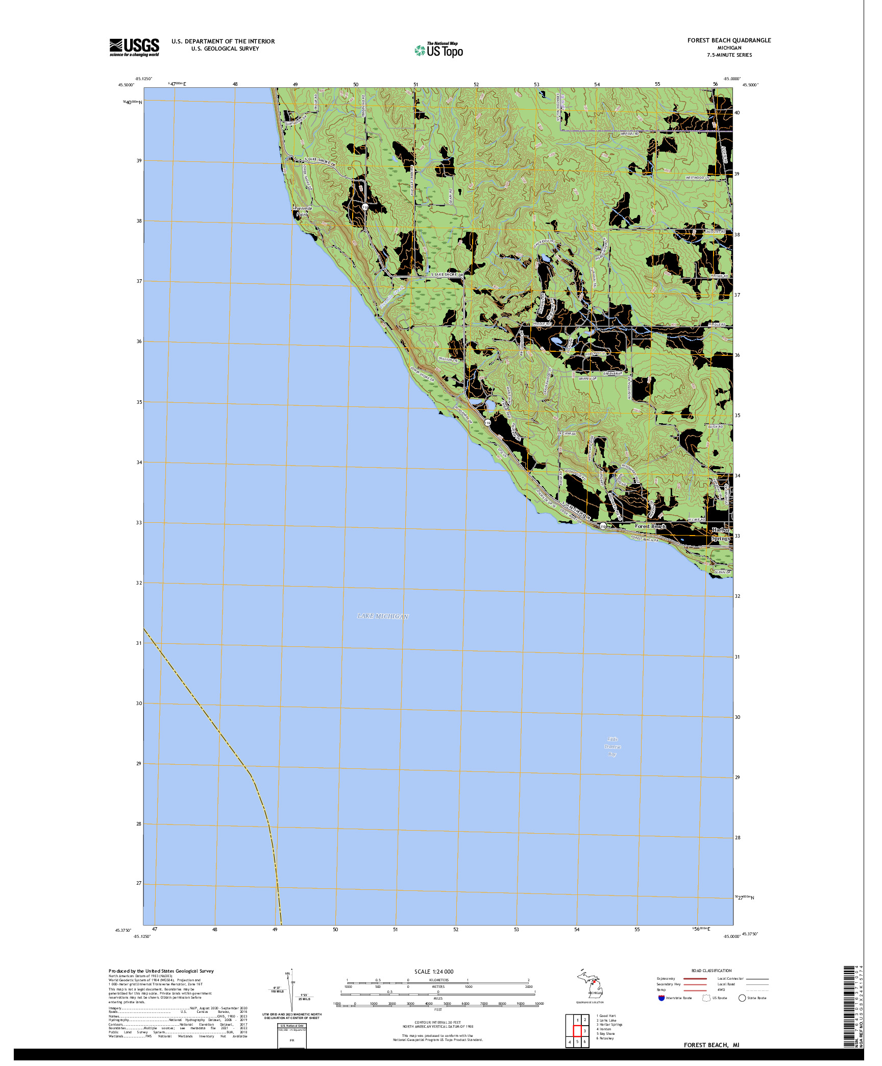 US TOPO 7.5-MINUTE MAP FOR FOREST BEACH, MI