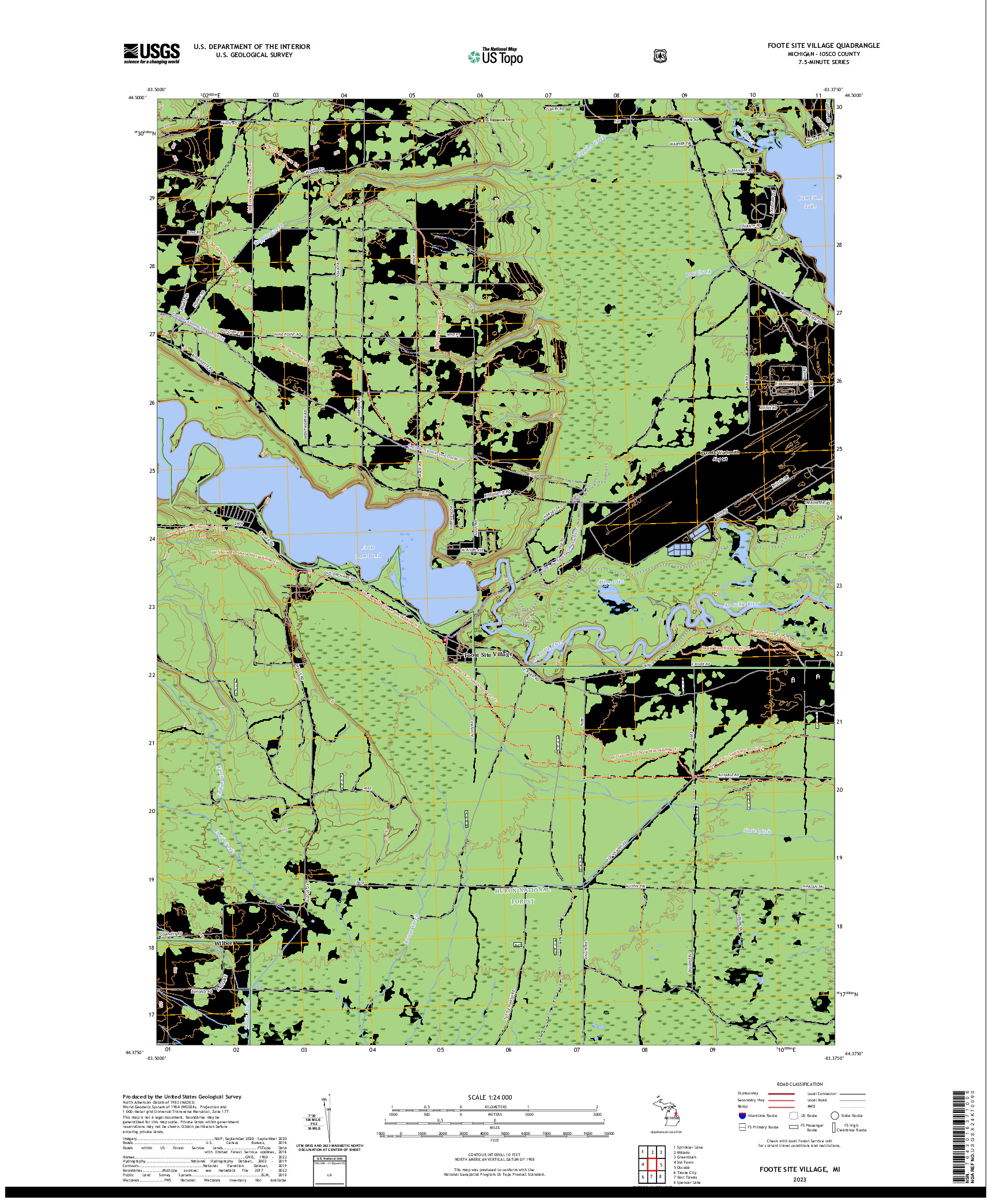 US TOPO 7.5-MINUTE MAP FOR FOOTE SITE VILLAGE, MI