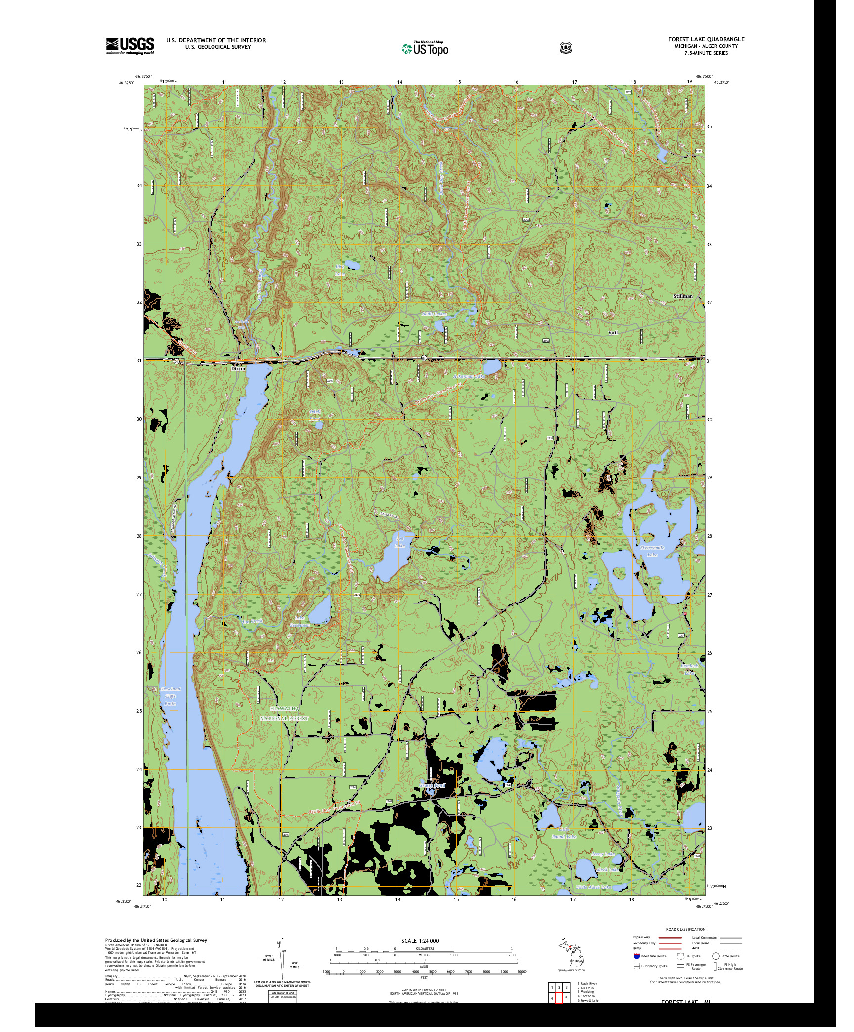 US TOPO 7.5-MINUTE MAP FOR FOREST LAKE, MI