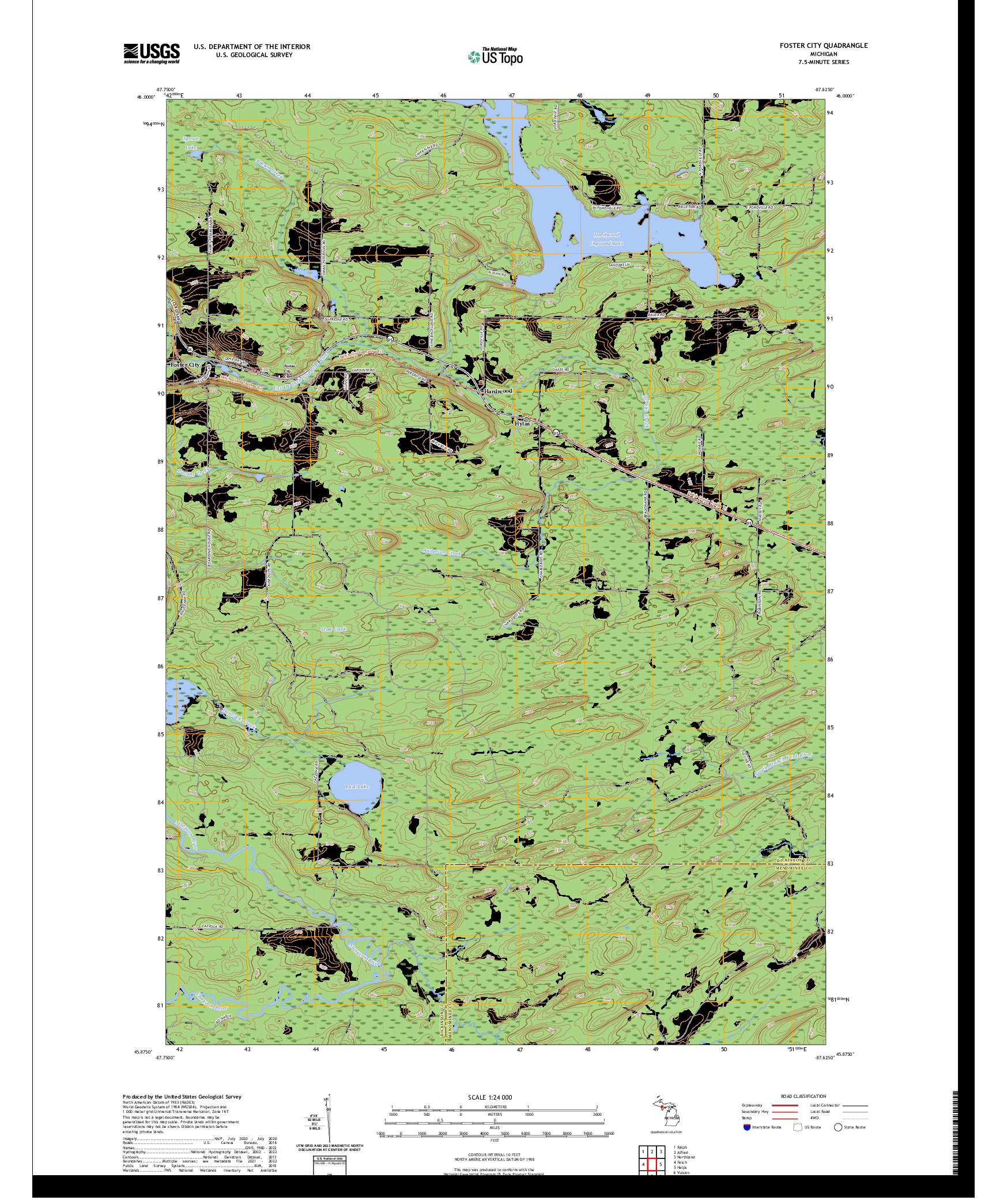 US TOPO 7.5-MINUTE MAP FOR FOSTER CITY, MI