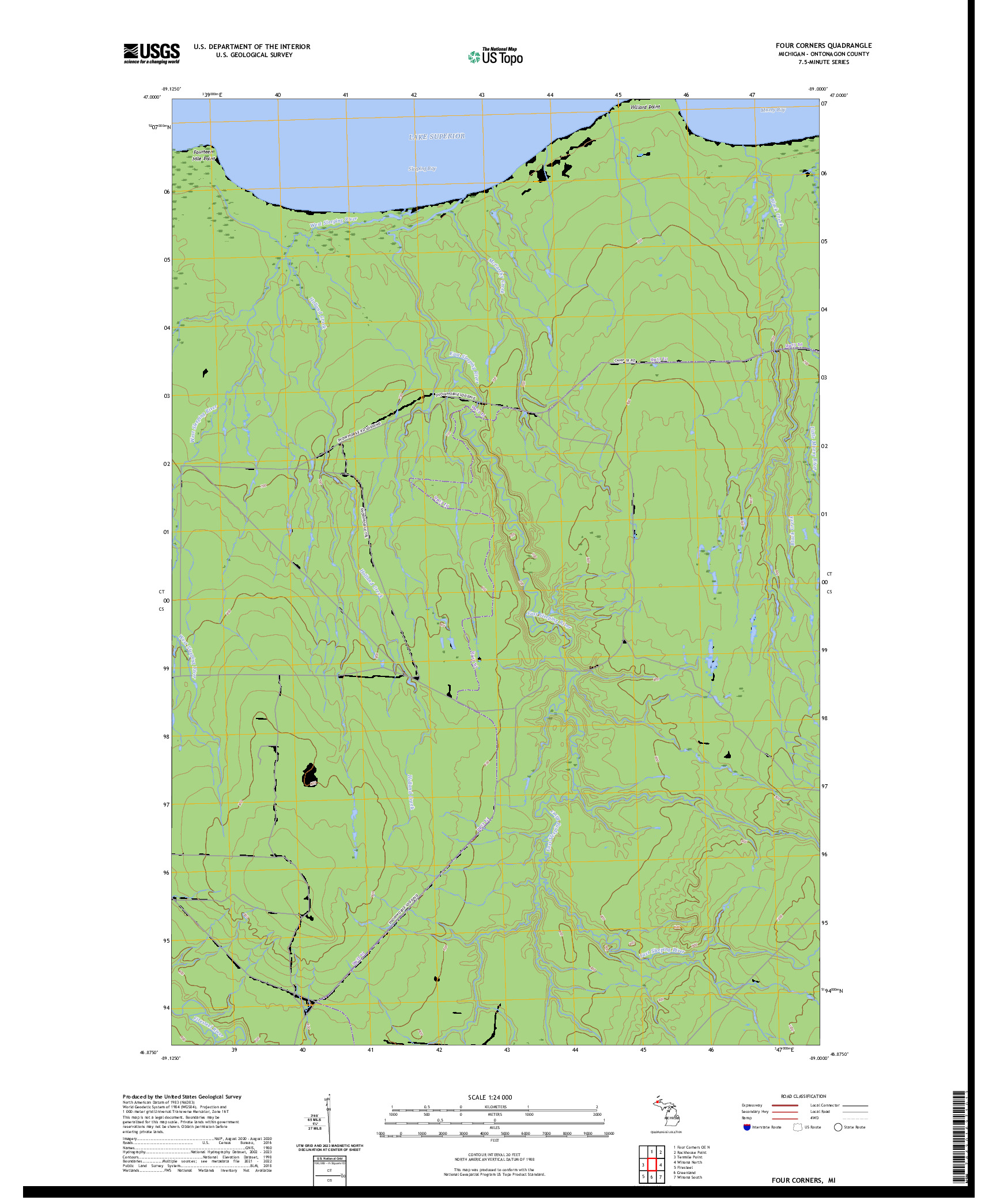 US TOPO 7.5-MINUTE MAP FOR FOUR CORNERS, MI