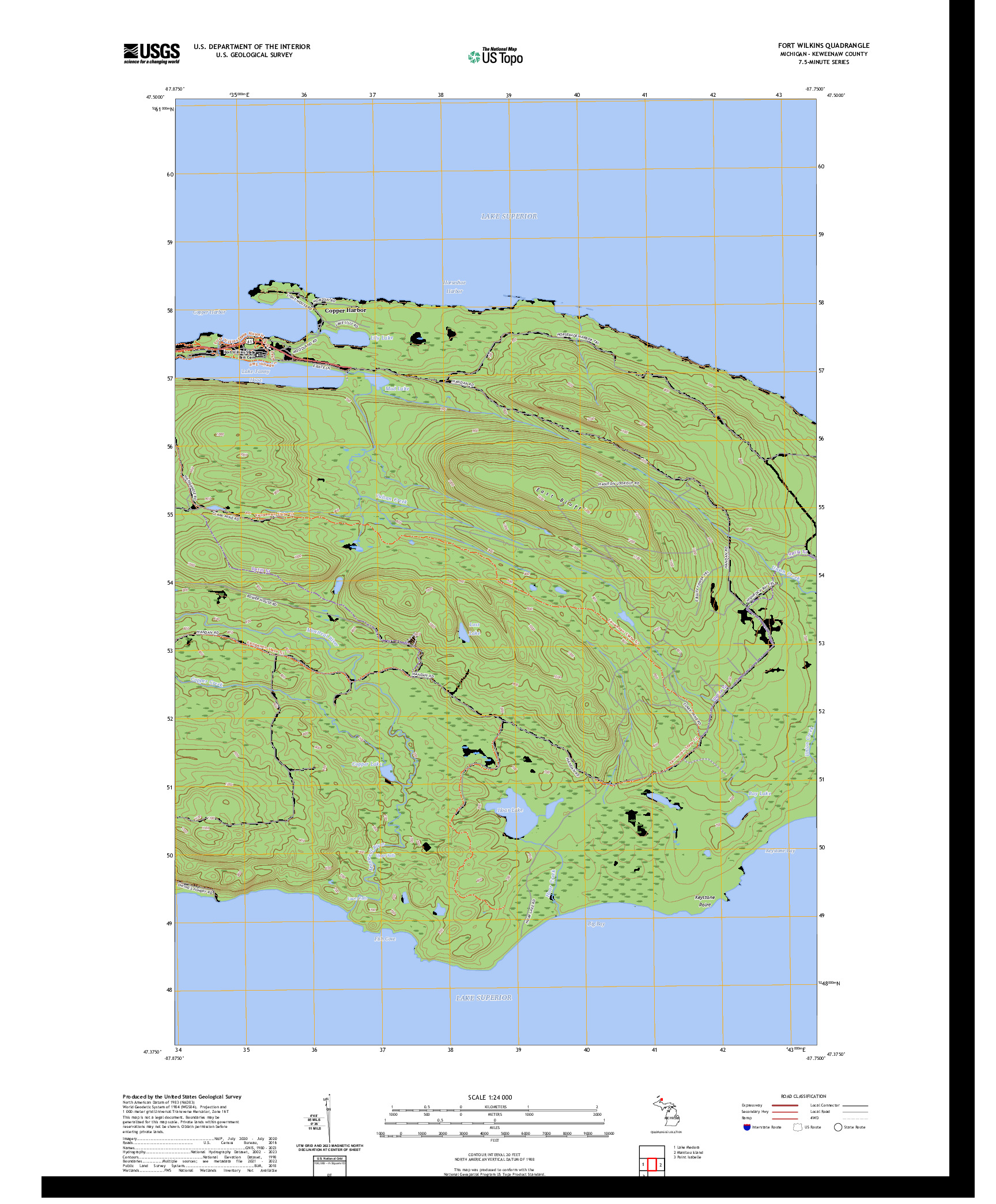 US TOPO 7.5-MINUTE MAP FOR FORT WILKINS, MI