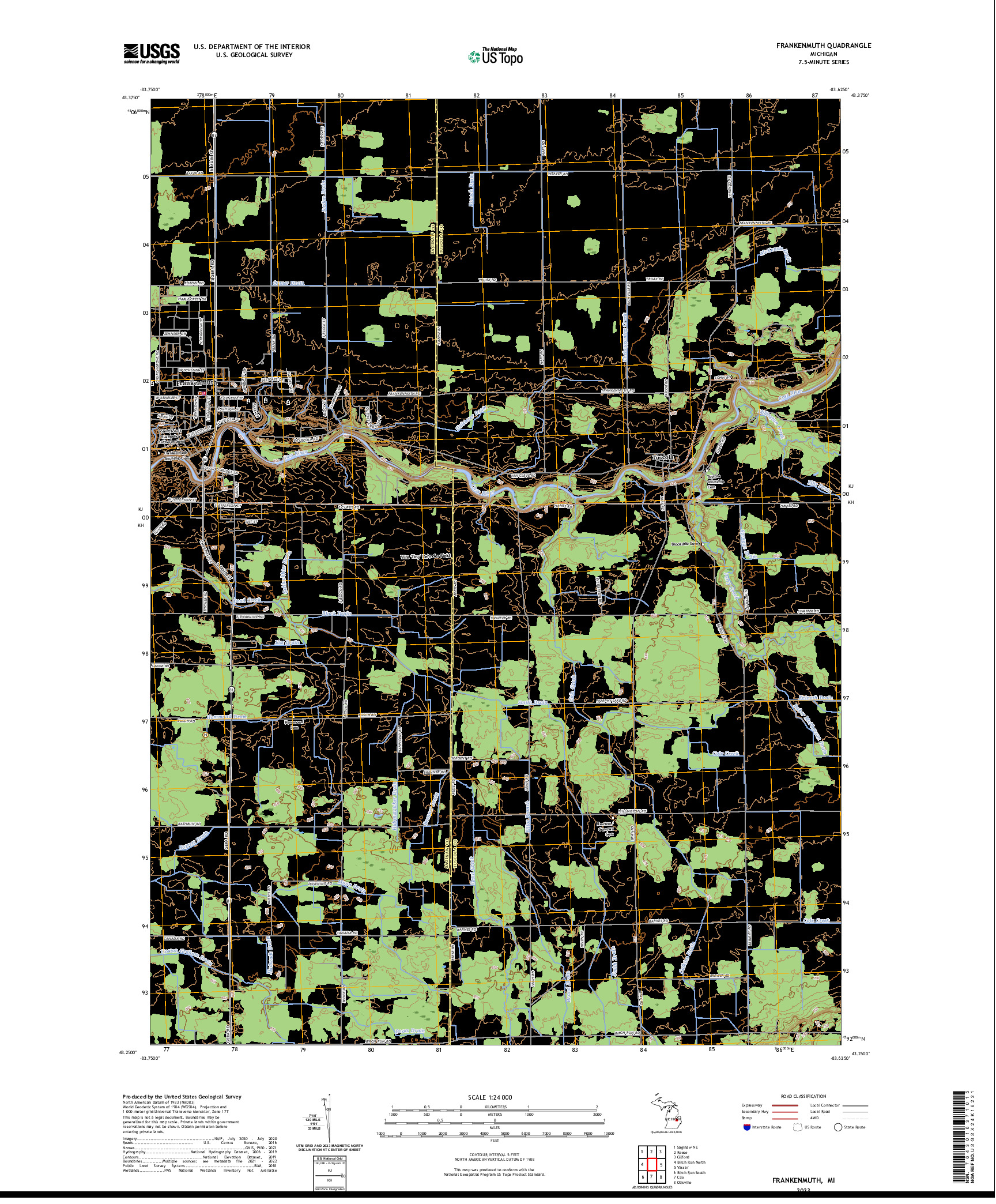 US TOPO 7.5-MINUTE MAP FOR FRANKENMUTH, MI