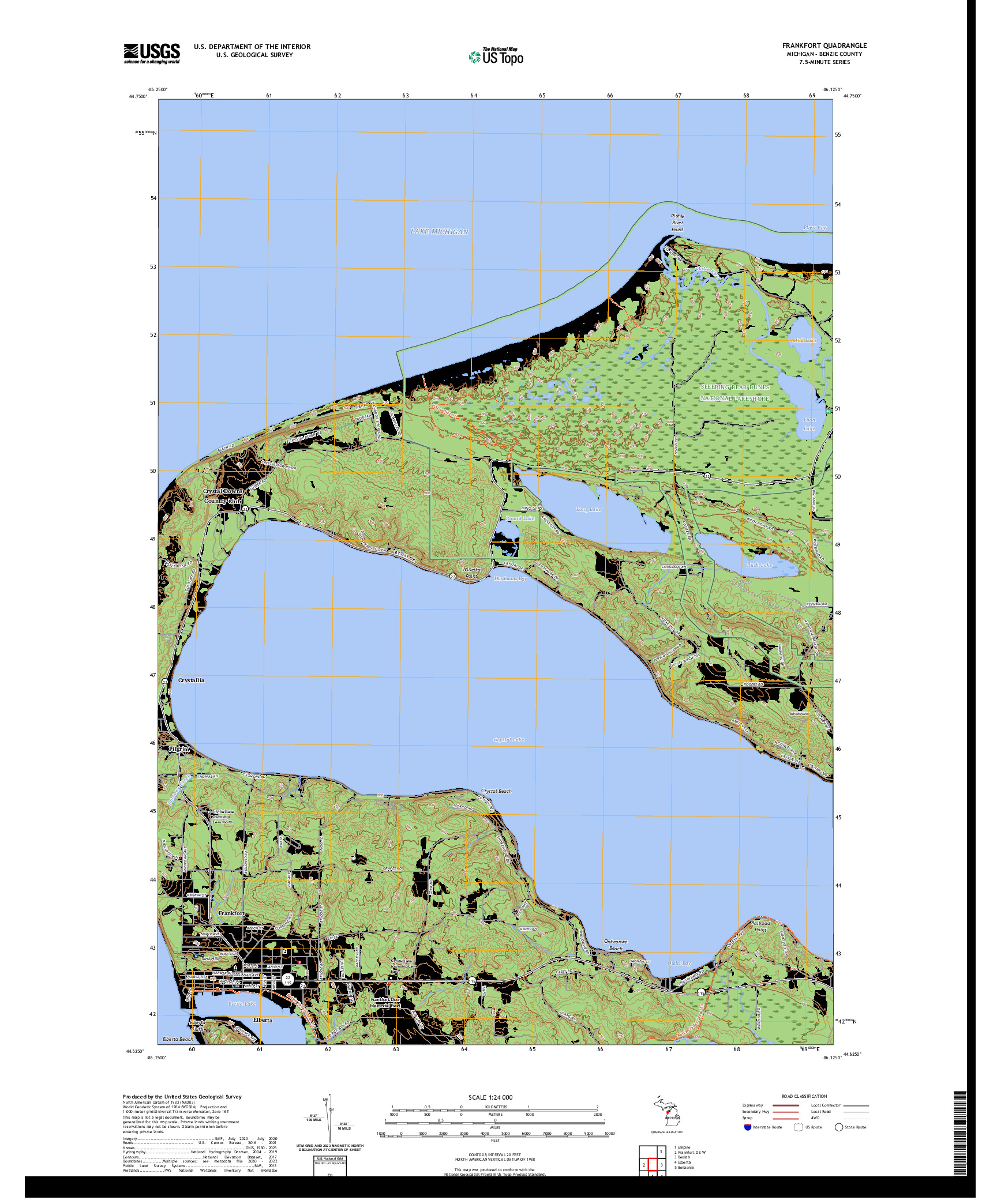 US TOPO 7.5-MINUTE MAP FOR FRANKFORT, MI