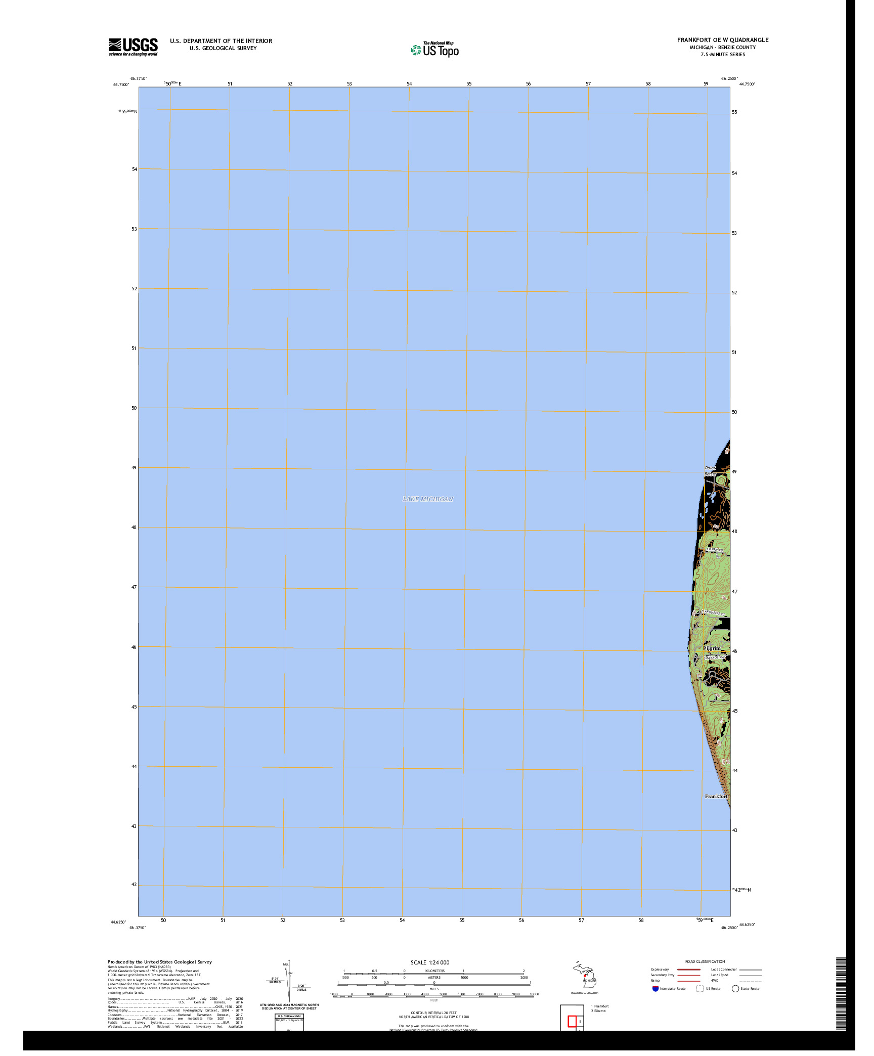 US TOPO 7.5-MINUTE MAP FOR FRANKFORT OE W, MI