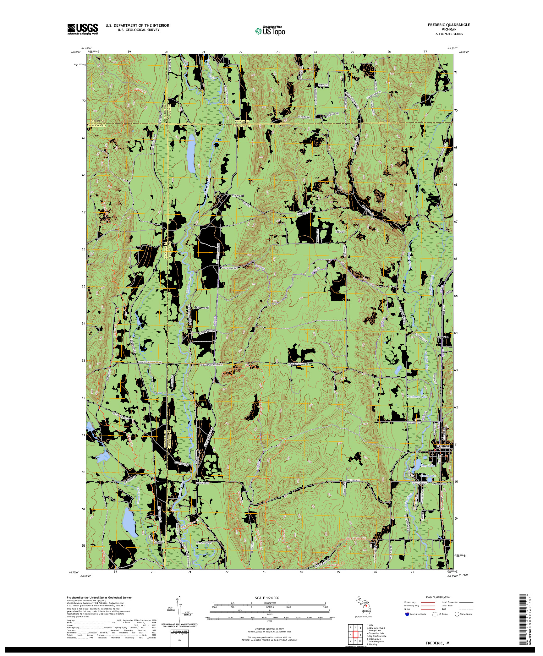 US TOPO 7.5-MINUTE MAP FOR FREDERIC, MI