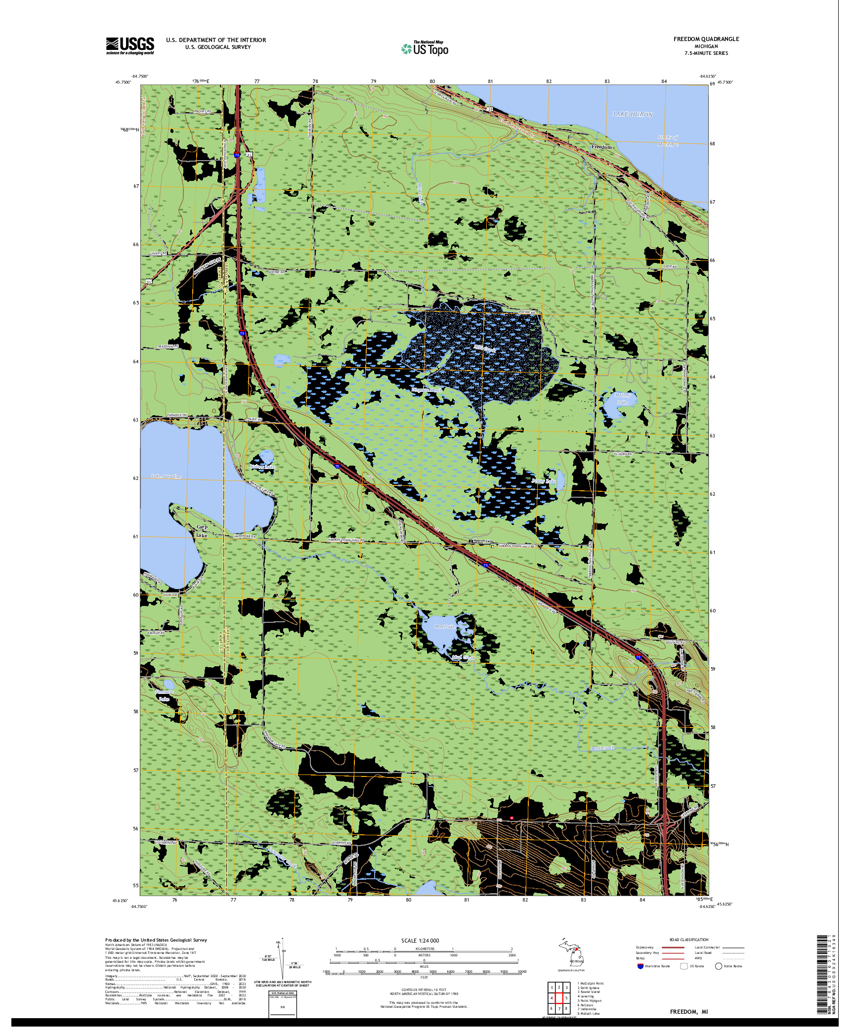 US TOPO 7.5-MINUTE MAP FOR FREEDOM, MI