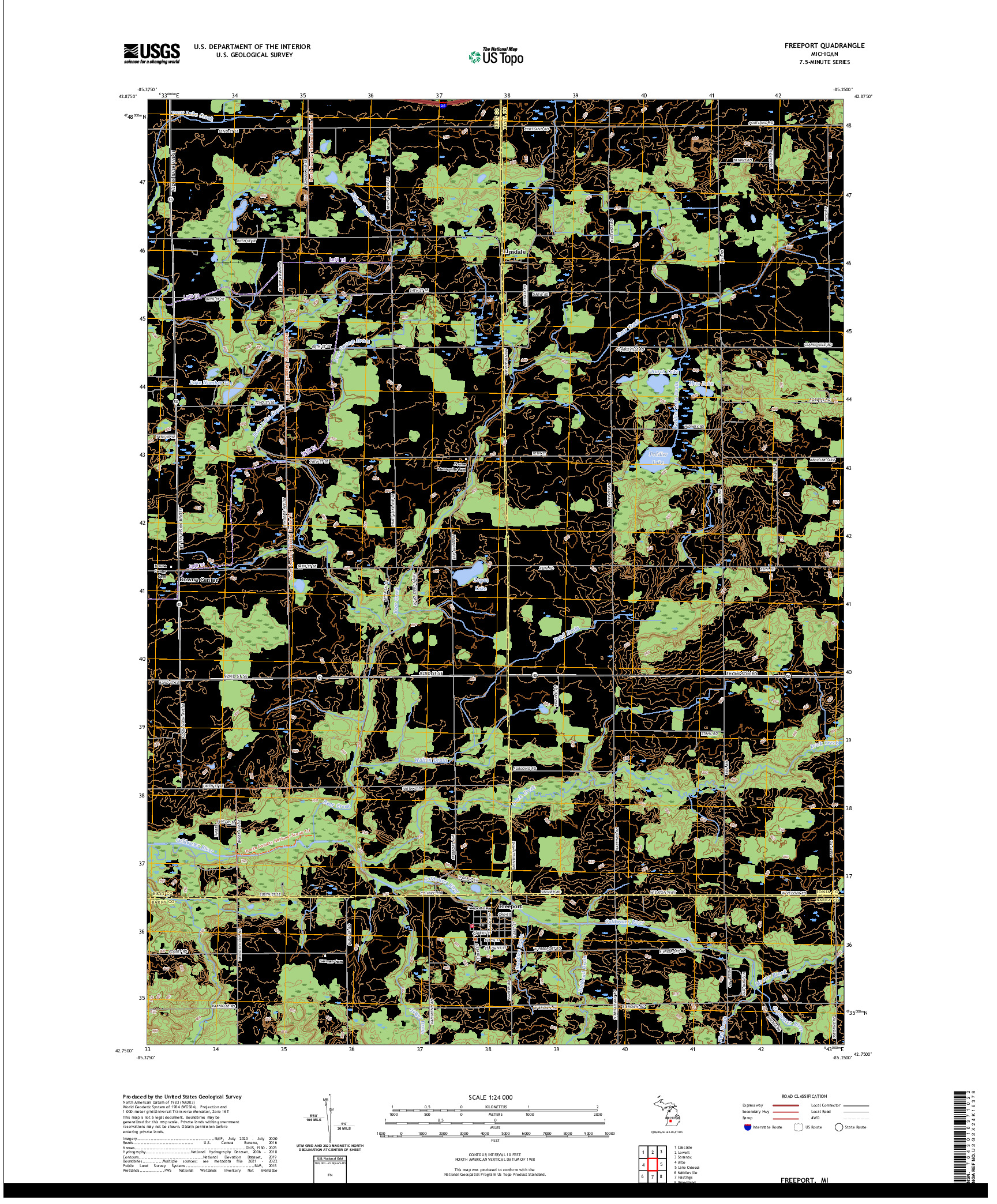 US TOPO 7.5-MINUTE MAP FOR FREEPORT, MI