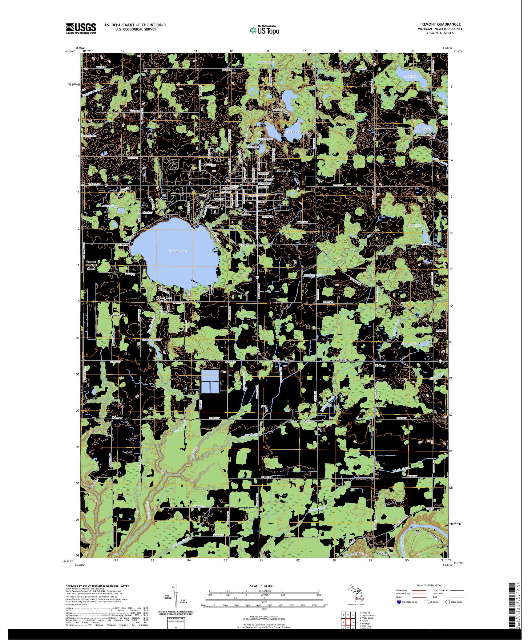 US TOPO 7.5-MINUTE MAP FOR FREMONT, MI