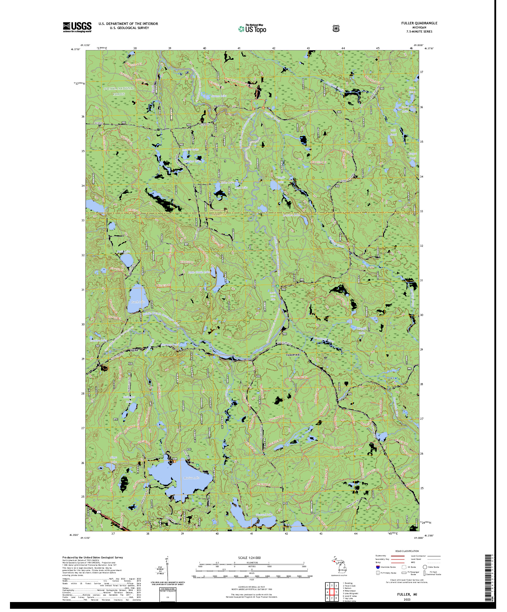 US TOPO 7.5-MINUTE MAP FOR FULLER, MI