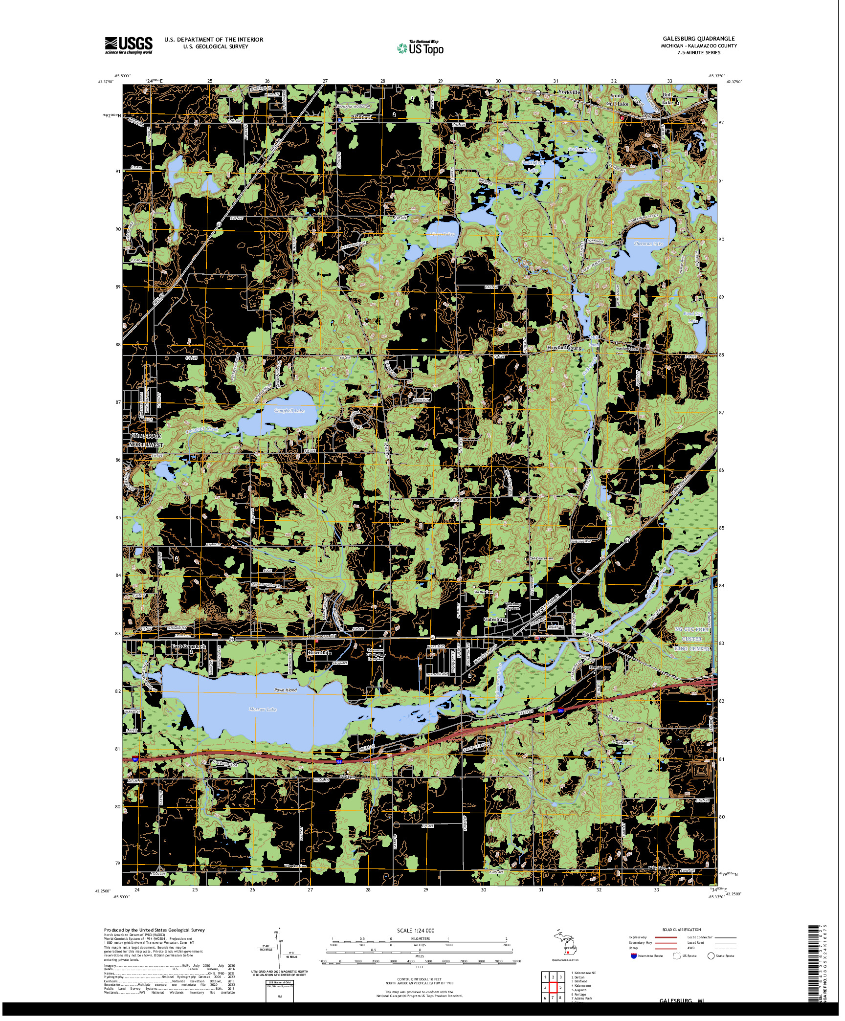 US TOPO 7.5-MINUTE MAP FOR GALESBURG, MI