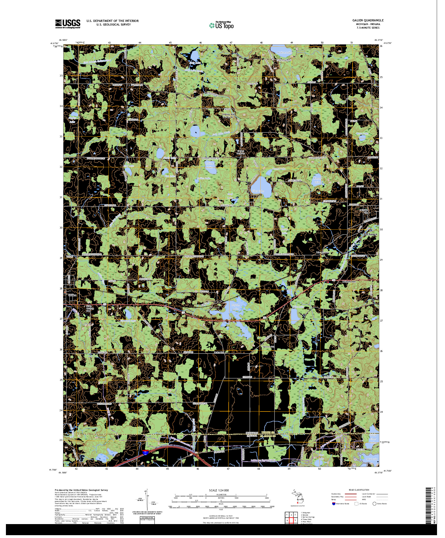 US TOPO 7.5-MINUTE MAP FOR GALIEN, MI,IN