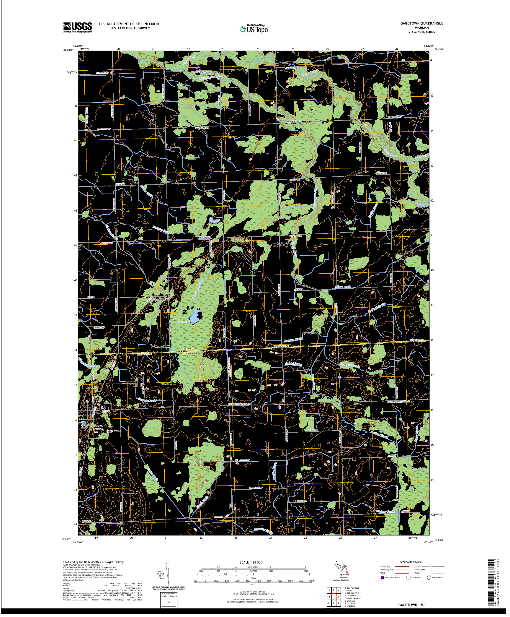 US TOPO 7.5-MINUTE MAP FOR GAGETOWN, MI