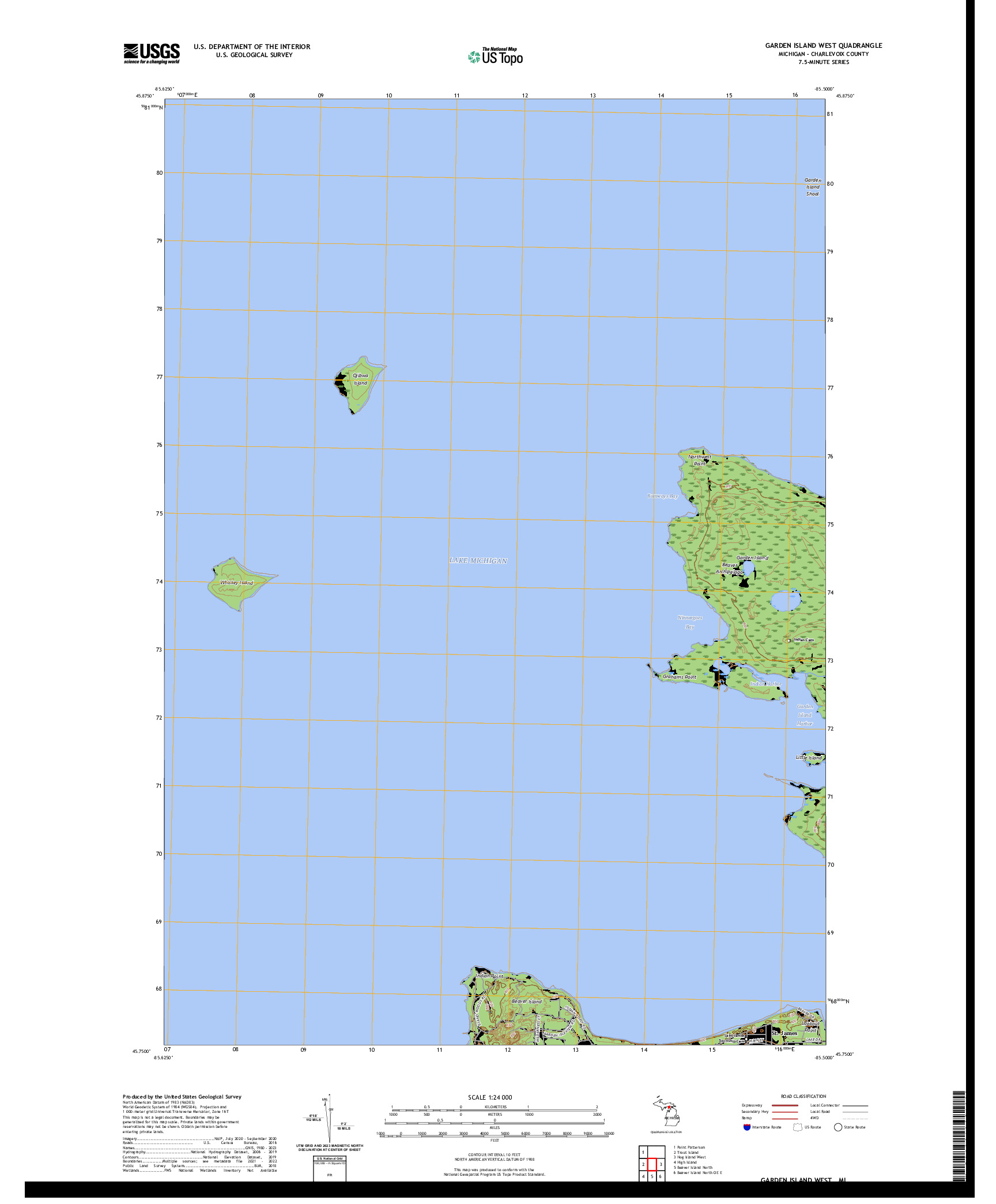 US TOPO 7.5-MINUTE MAP FOR GARDEN ISLAND WEST, MI