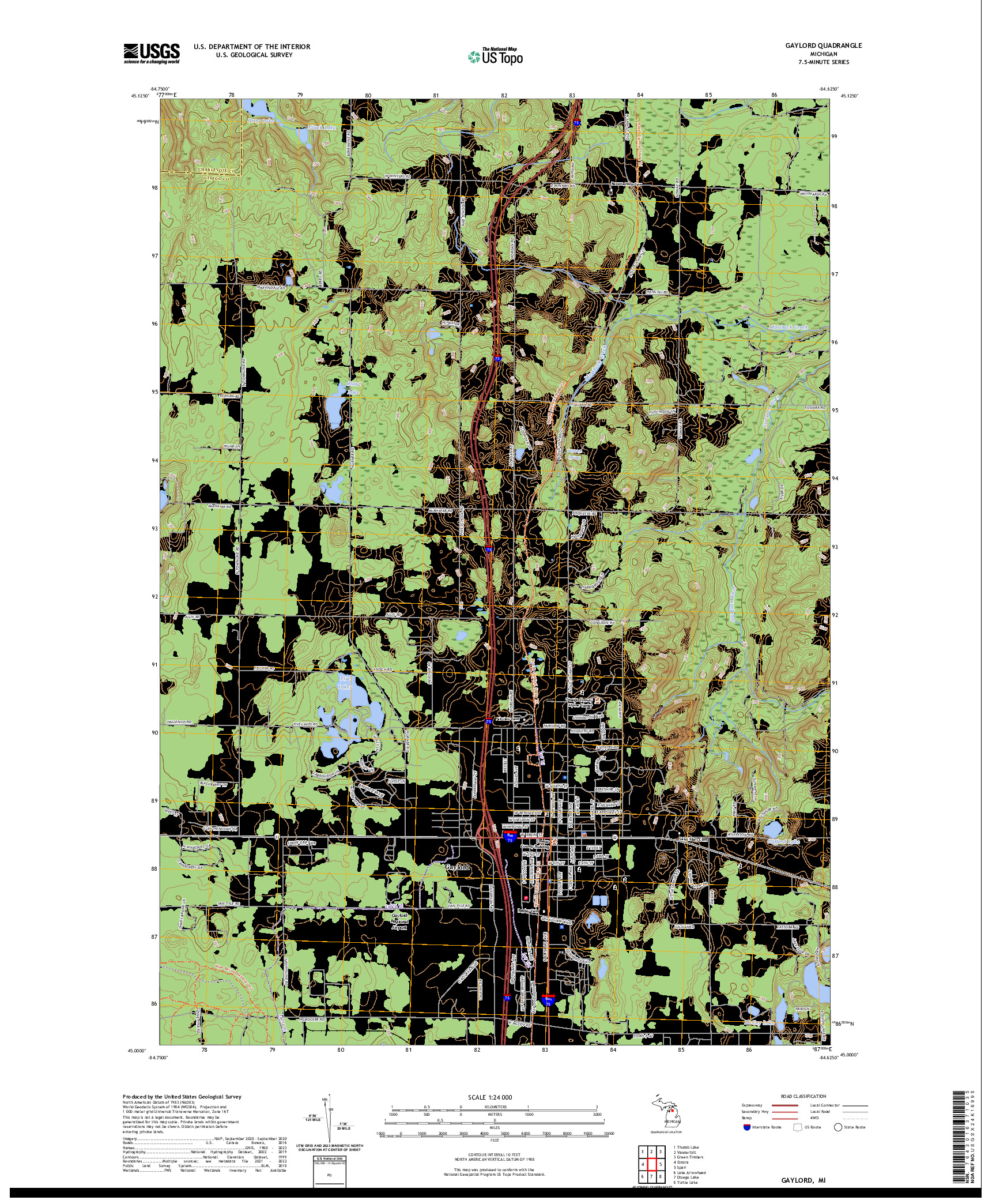 US TOPO 7.5-MINUTE MAP FOR GAYLORD, MI