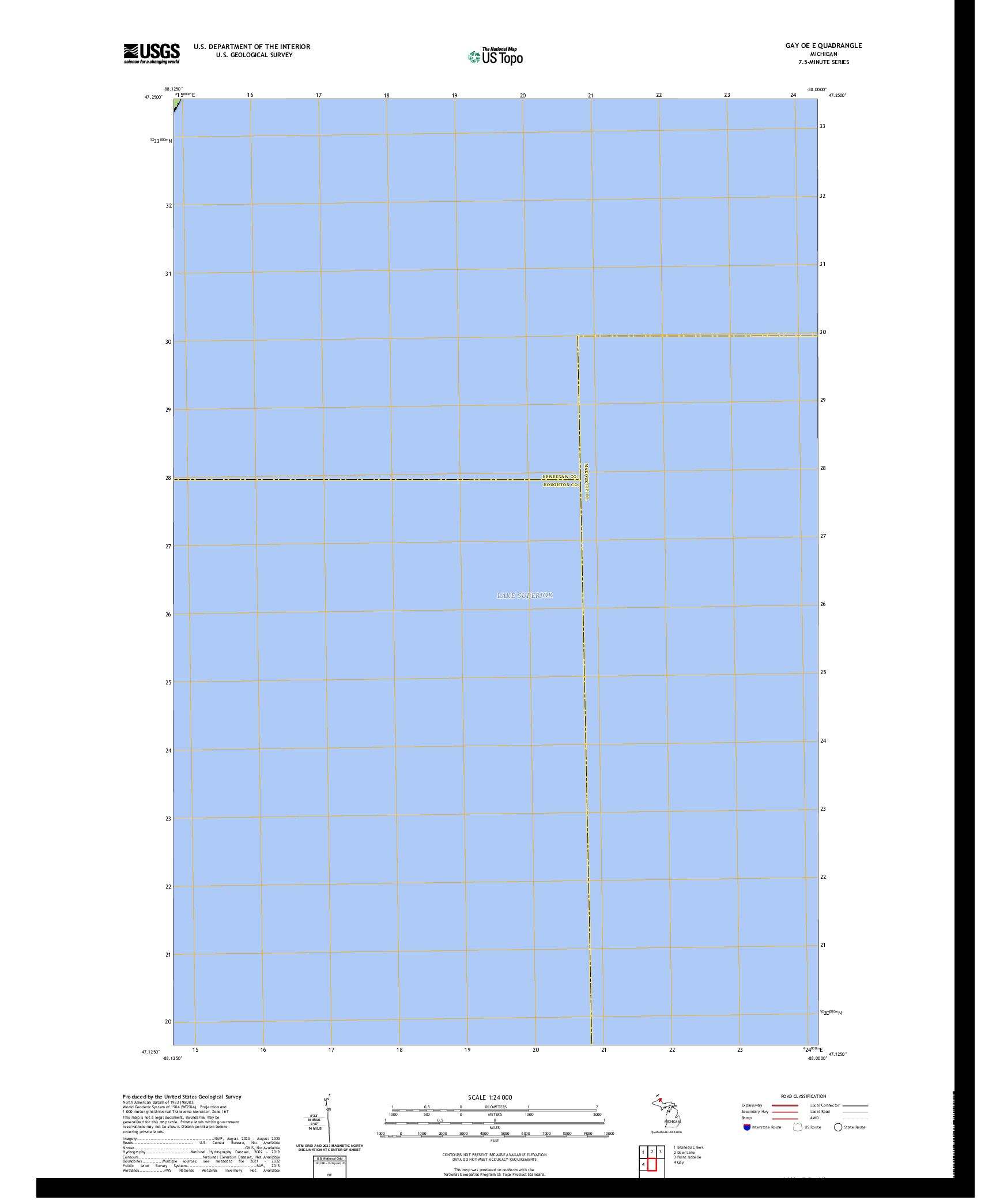 US TOPO 7.5-MINUTE MAP FOR GAY OE E, MI