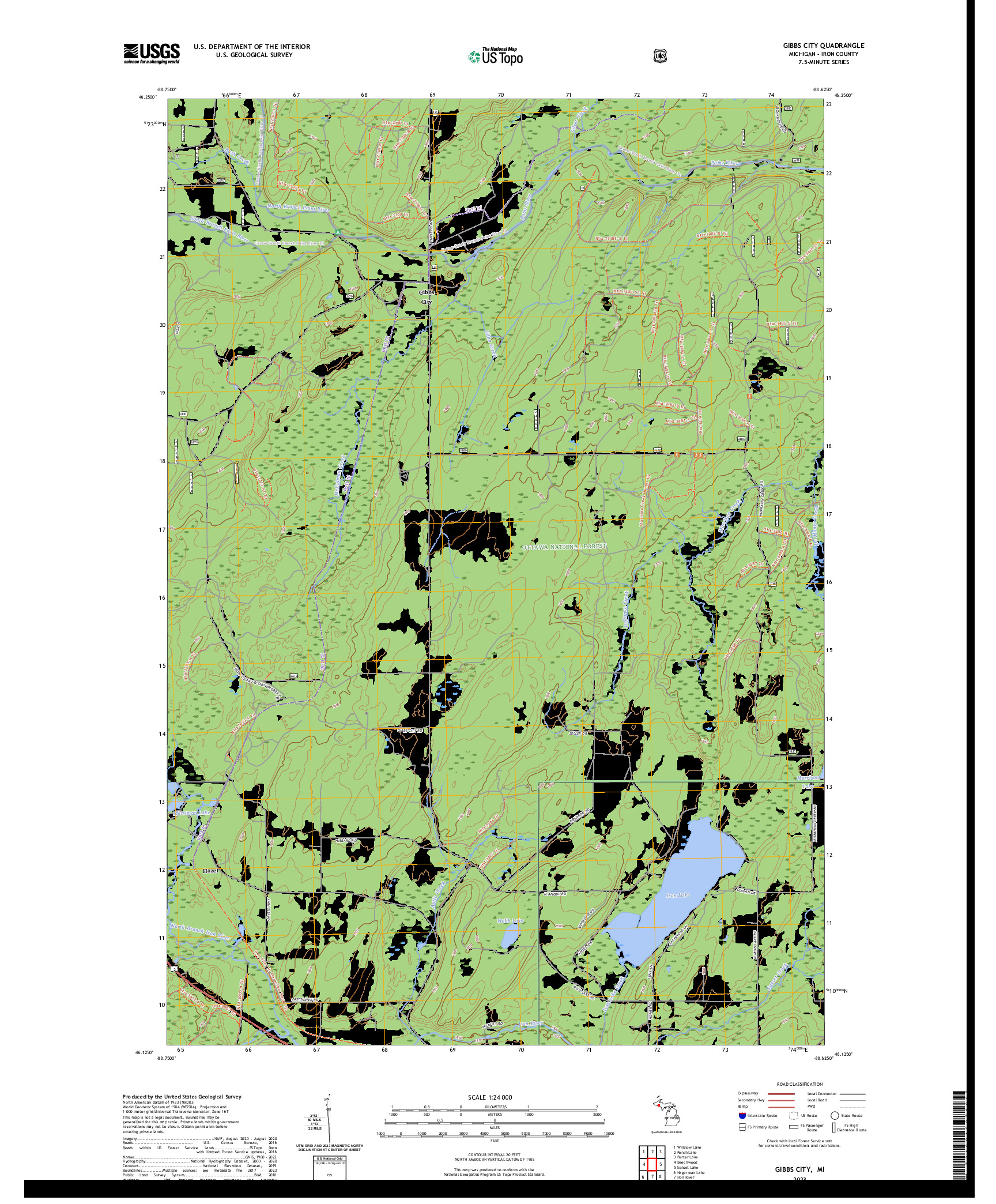 US TOPO 7.5-MINUTE MAP FOR GIBBS CITY, MI