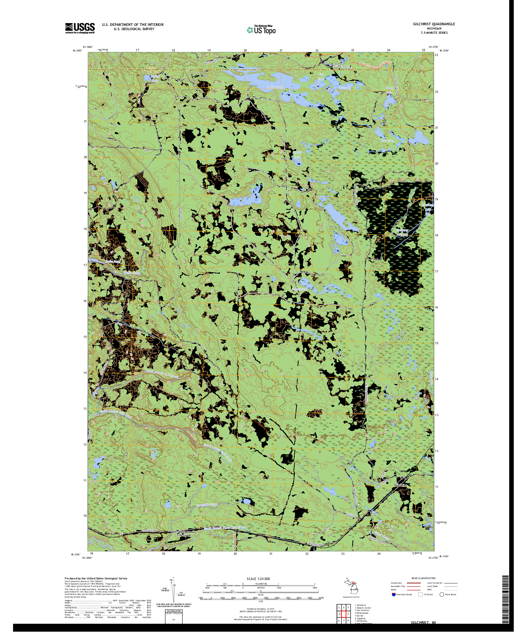 US TOPO 7.5-MINUTE MAP FOR GILCHRIST, MI