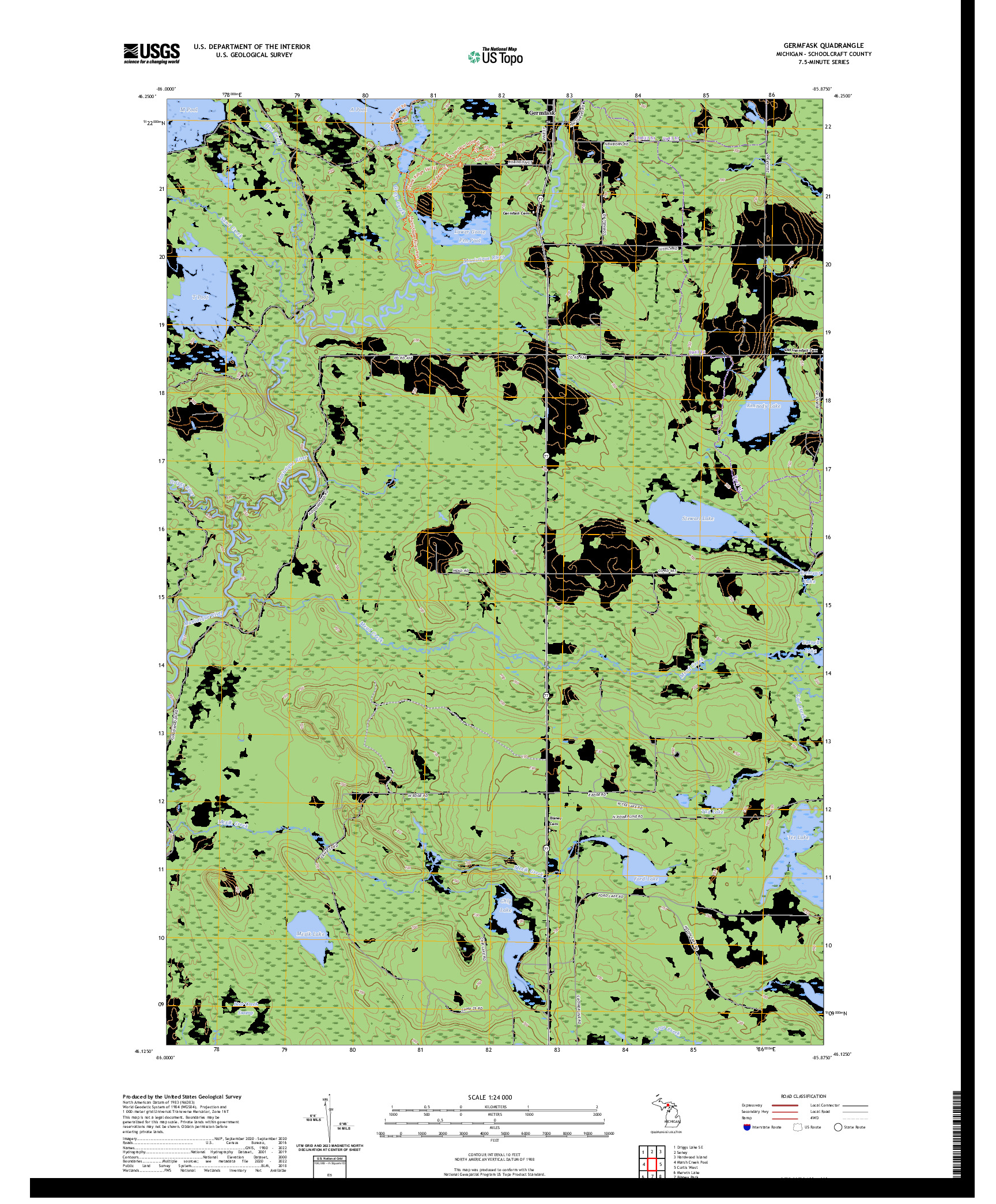 US TOPO 7.5-MINUTE MAP FOR GERMFASK, MI