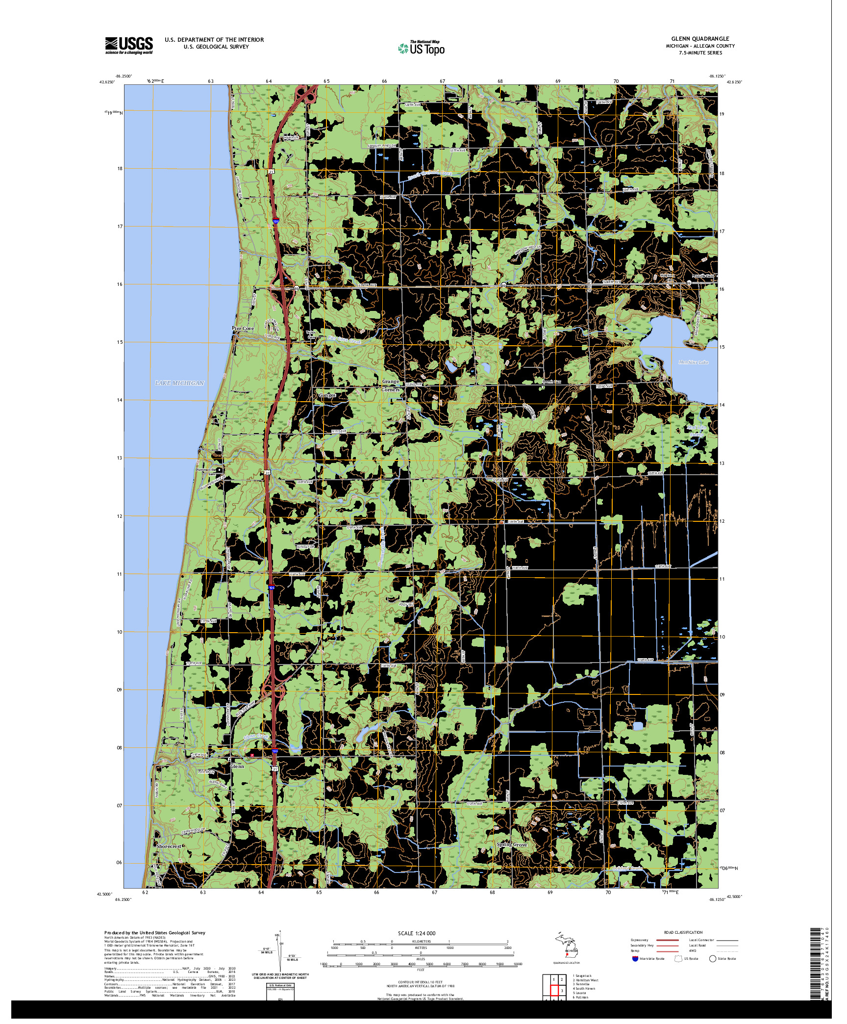 US TOPO 7.5-MINUTE MAP FOR GLENN, MI