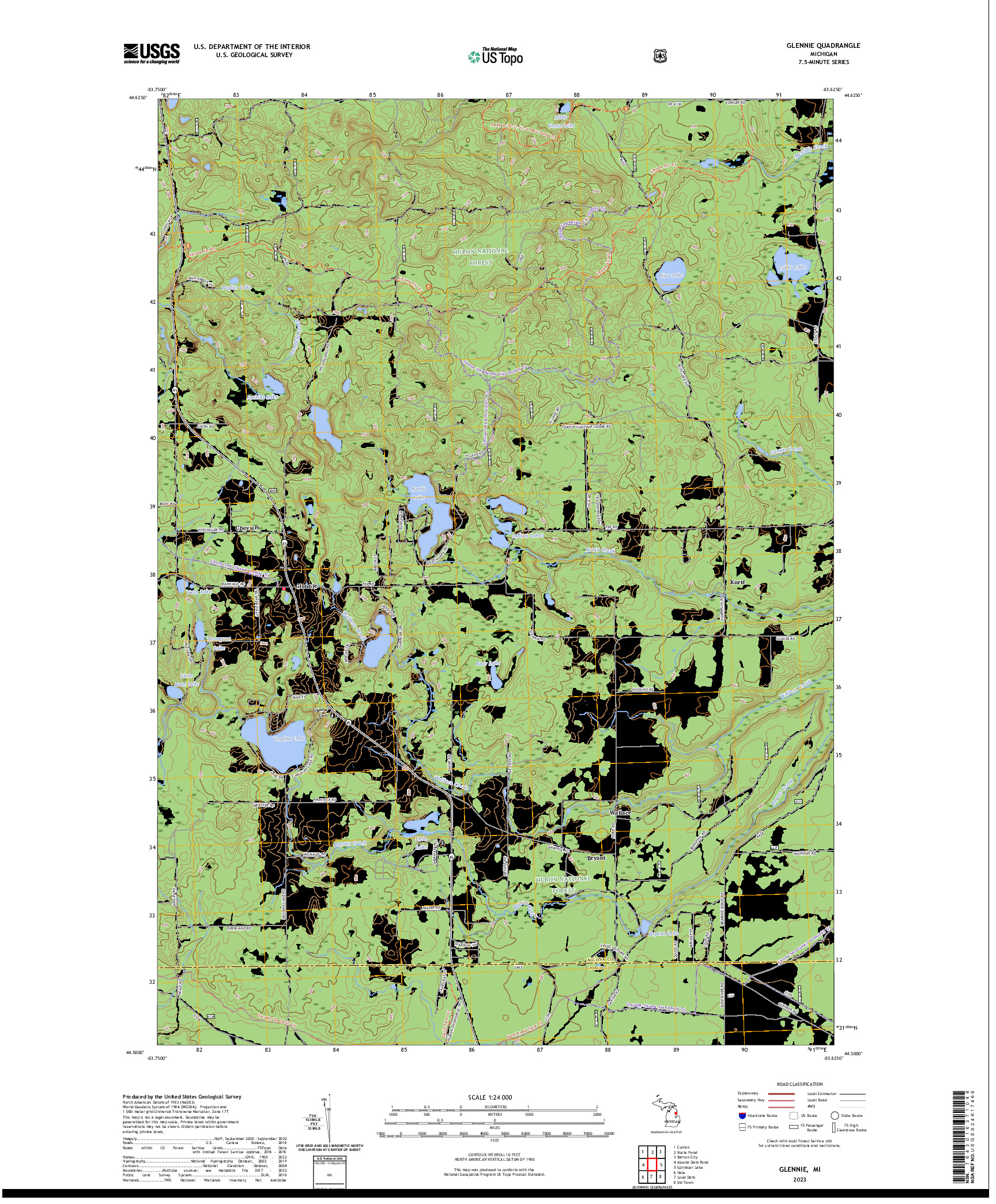 US TOPO 7.5-MINUTE MAP FOR GLENNIE, MI