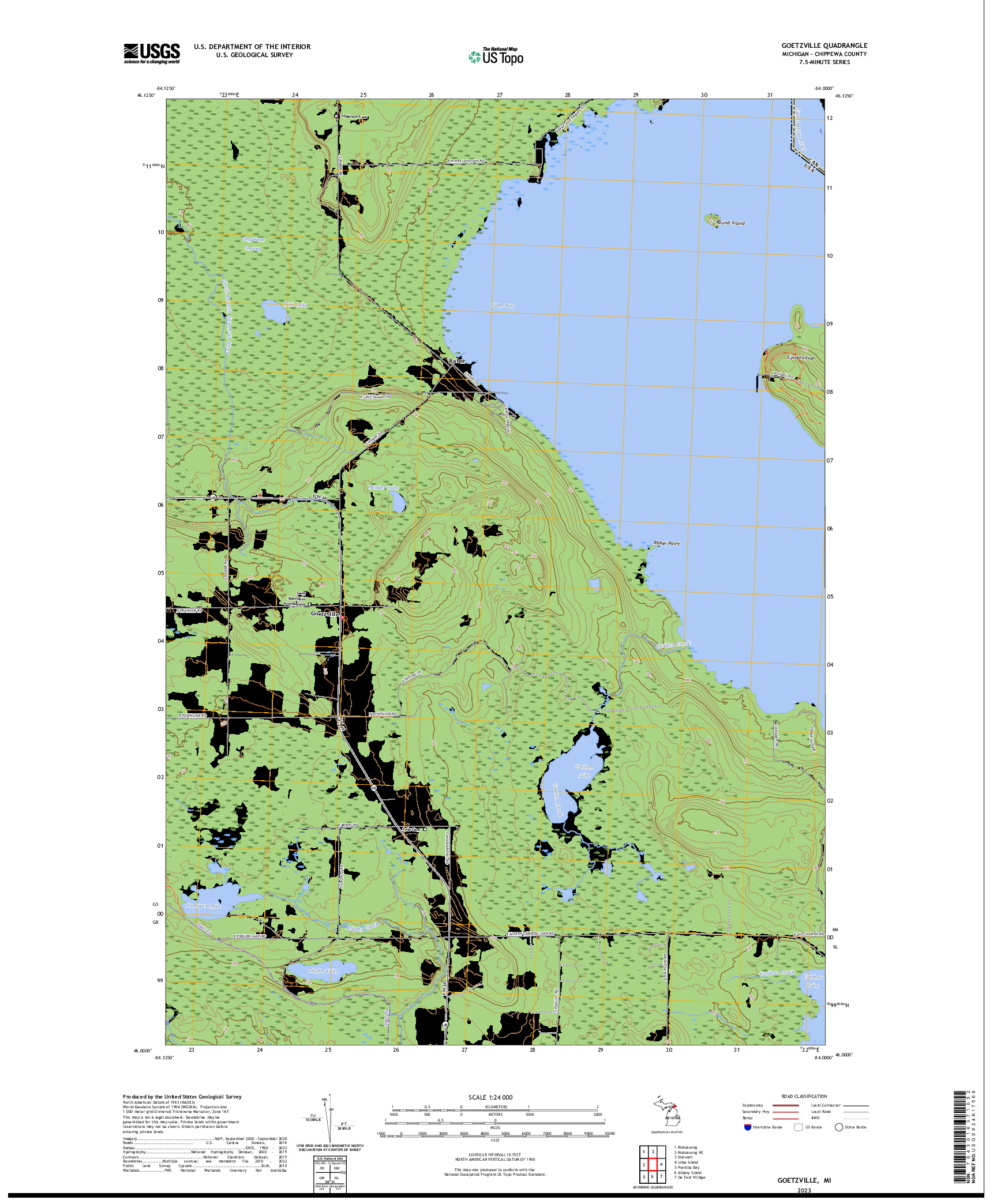 US TOPO 7.5-MINUTE MAP FOR GOETZVILLE, MI