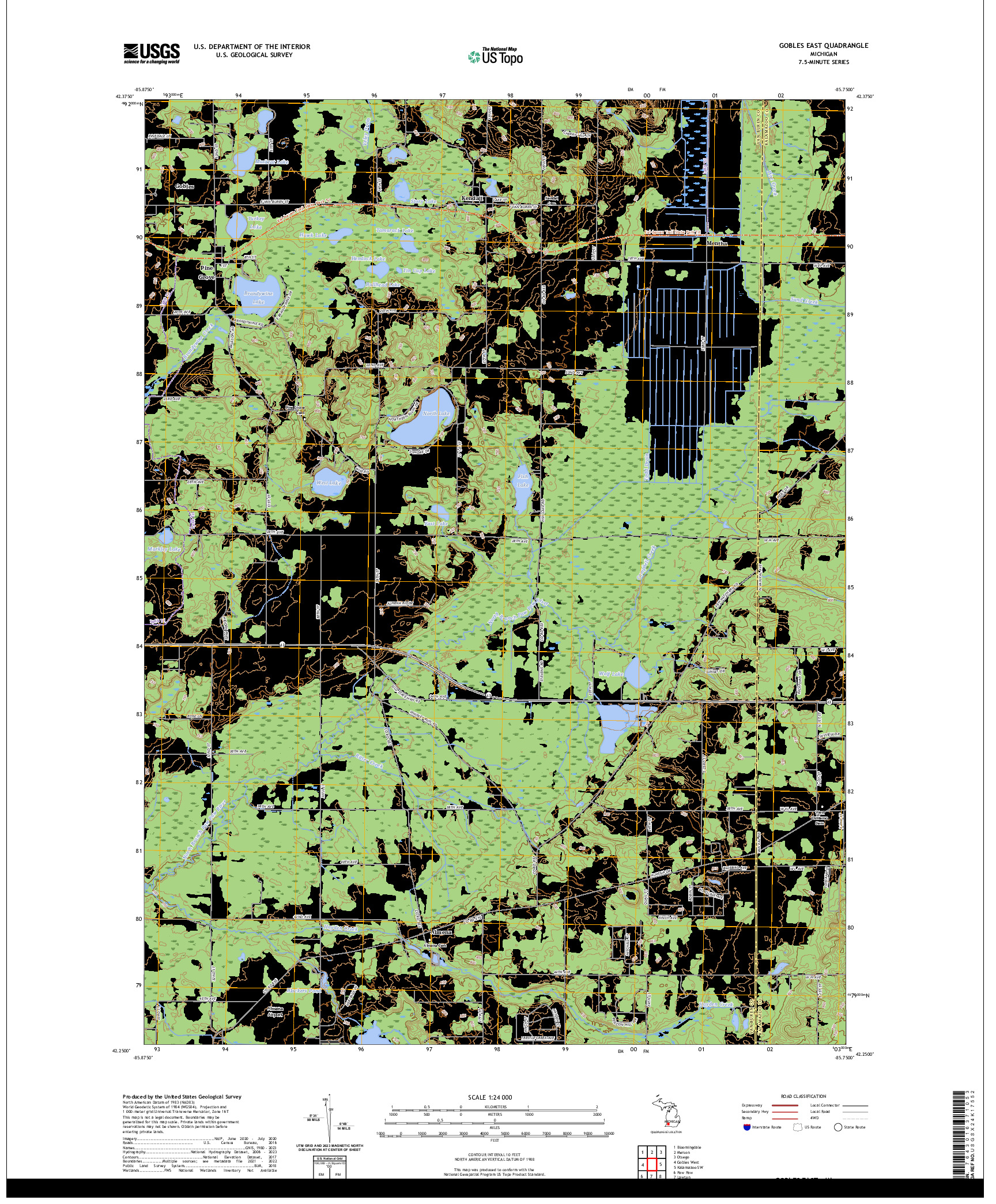 US TOPO 7.5-MINUTE MAP FOR GOBLES EAST, MI