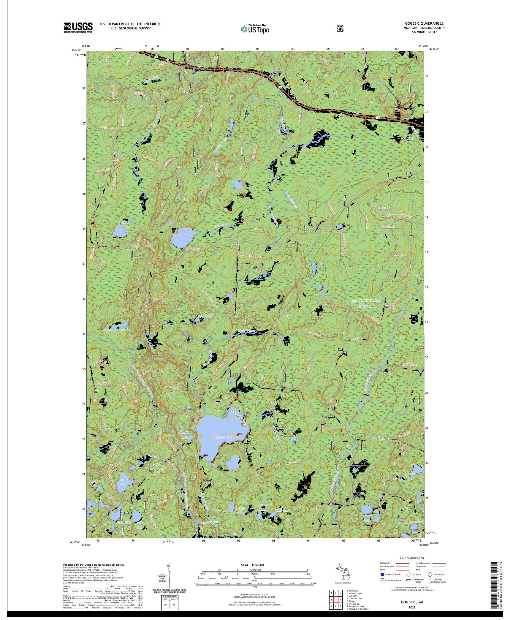 US TOPO 7.5-MINUTE MAP FOR GOGEBIC, MI